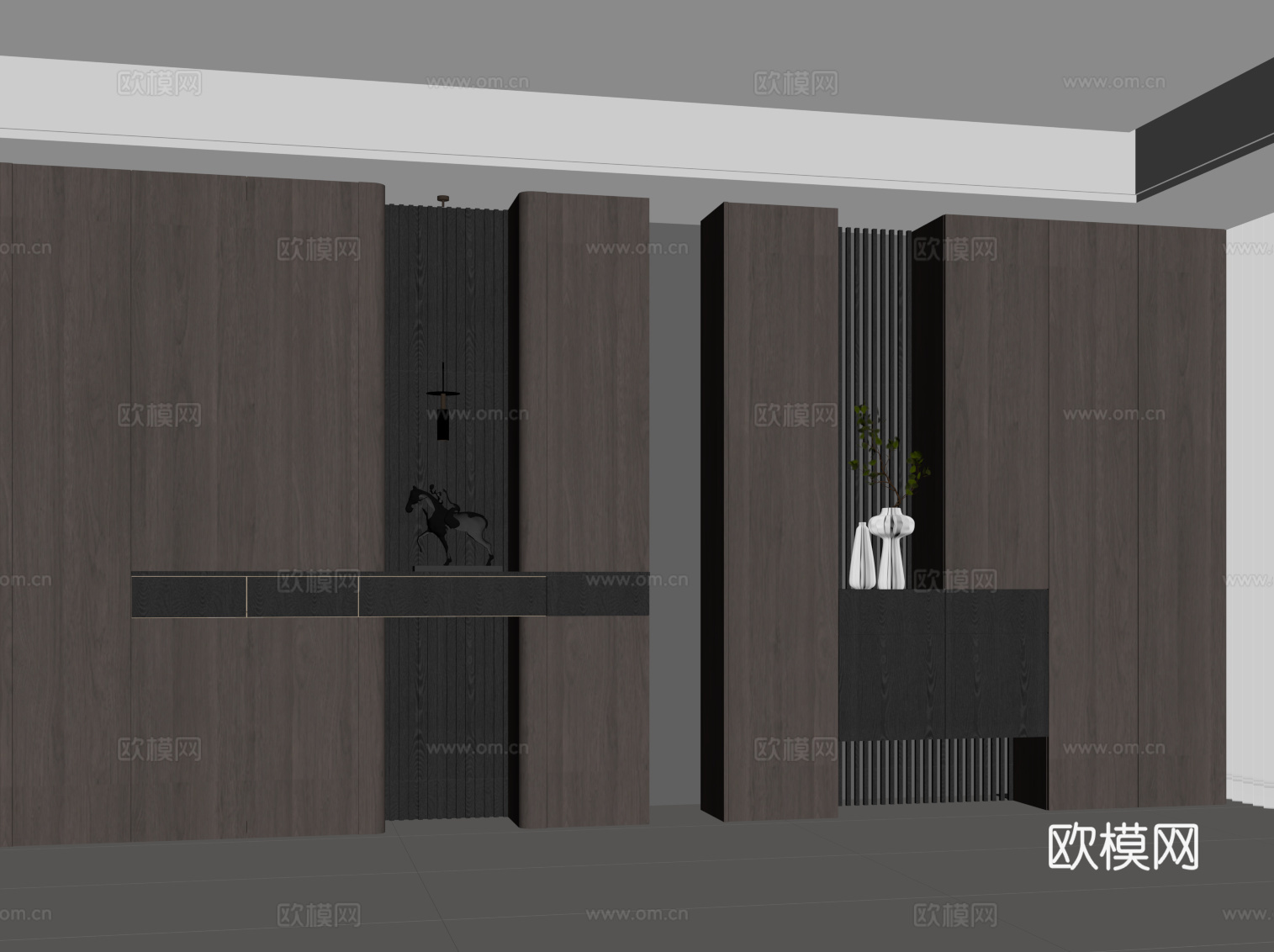 现代意式玄关 鞋柜su模型