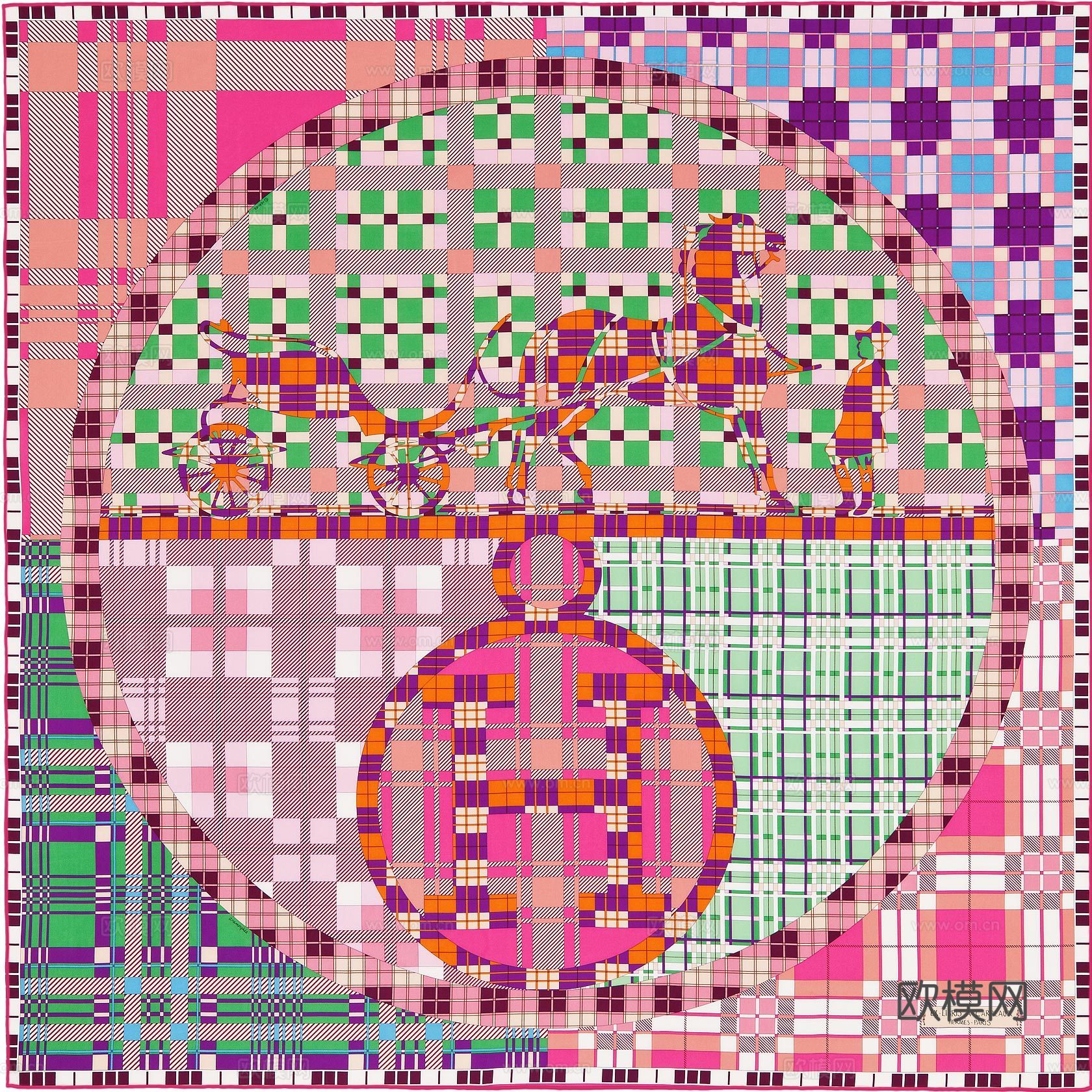 国外高端丝巾面料印花图案947