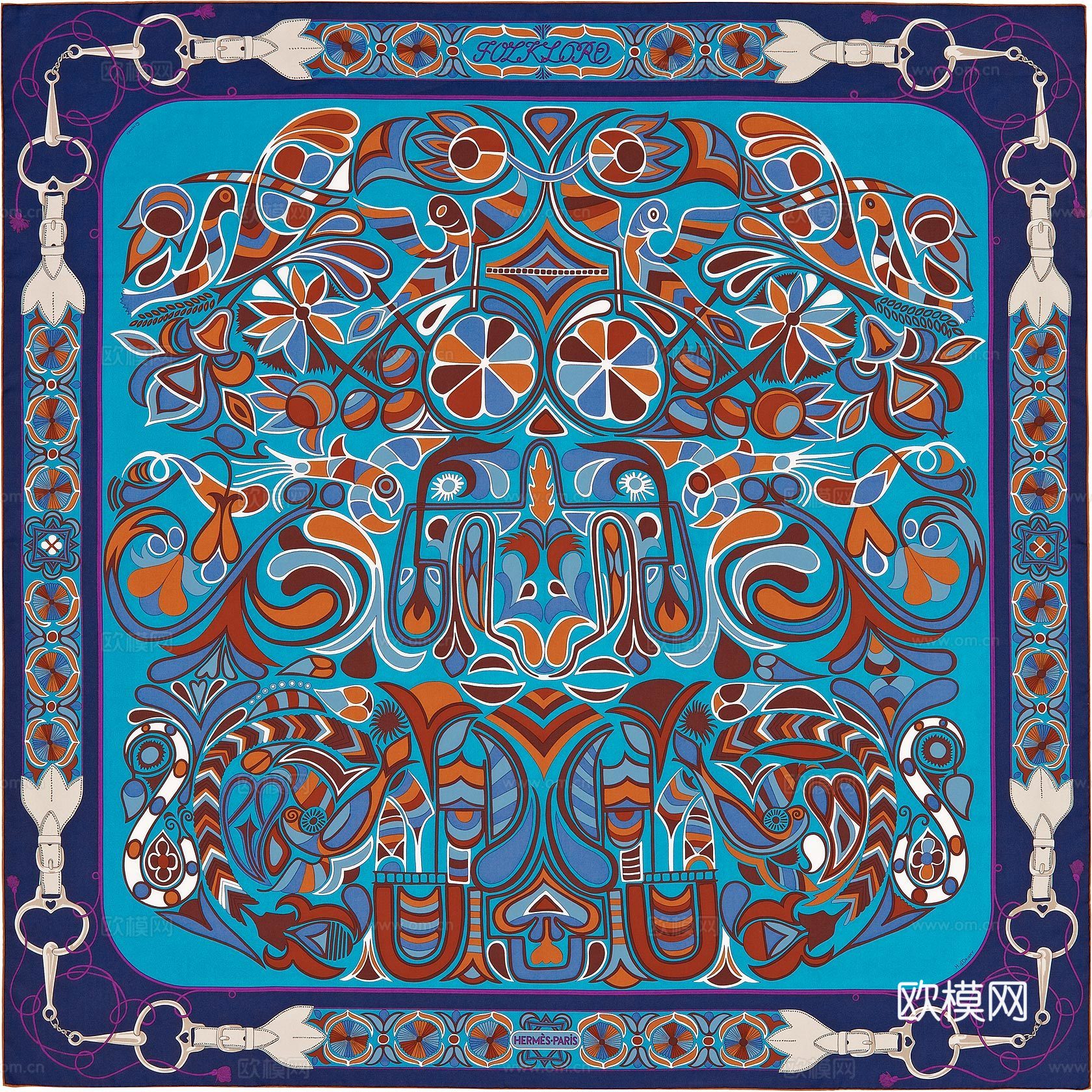 国外高端丝巾面料印花图案914