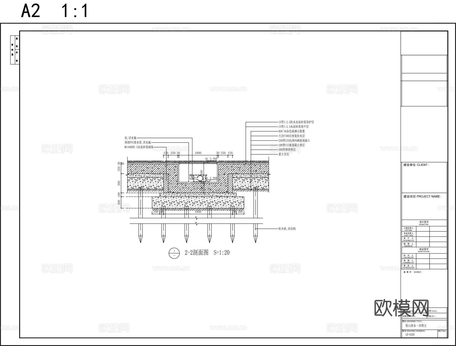 景观假山置石跌水cad施工图