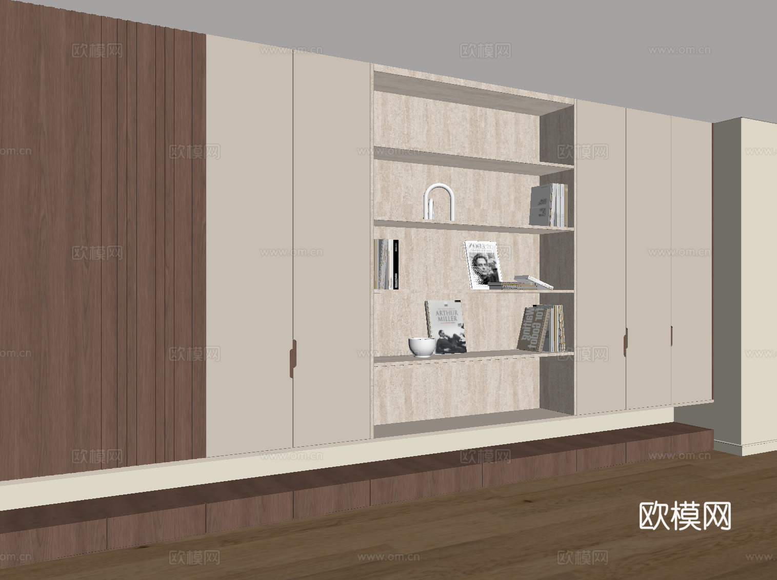 现代中古风置物柜 装饰柜su模型