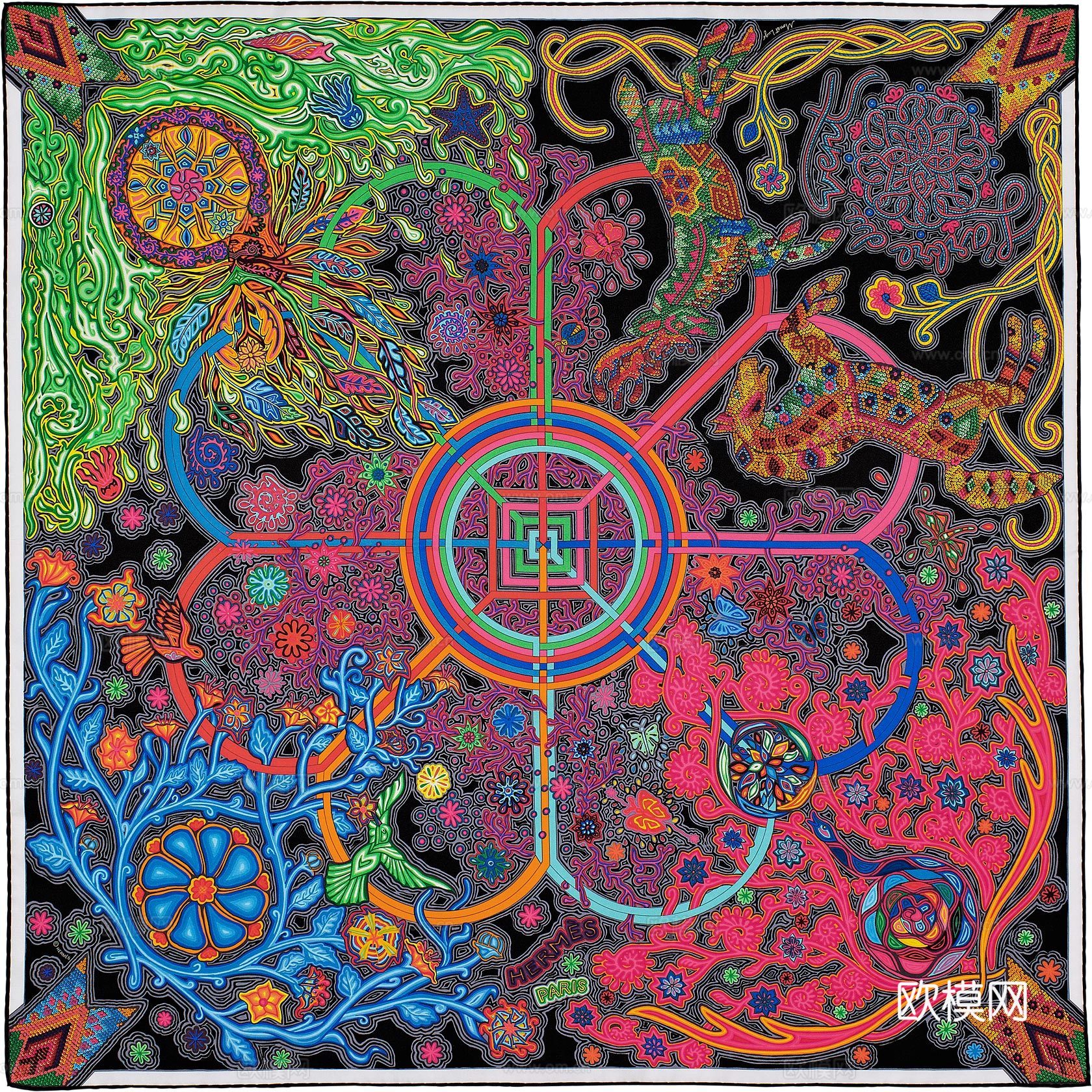 爱马仕丝巾印花图案手绘插画图集2下载