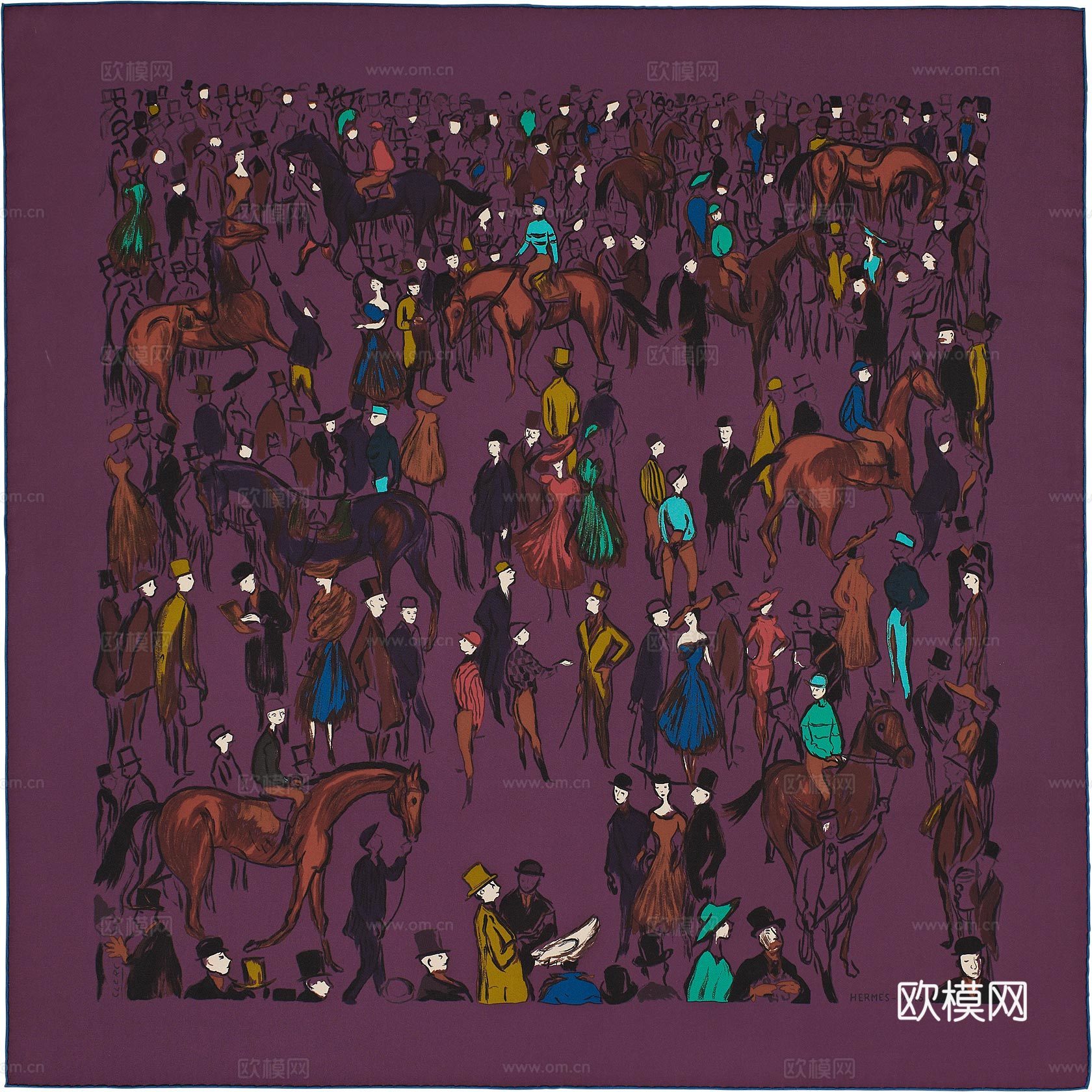 爱马仕丝巾印花图案手绘插画图集10下载