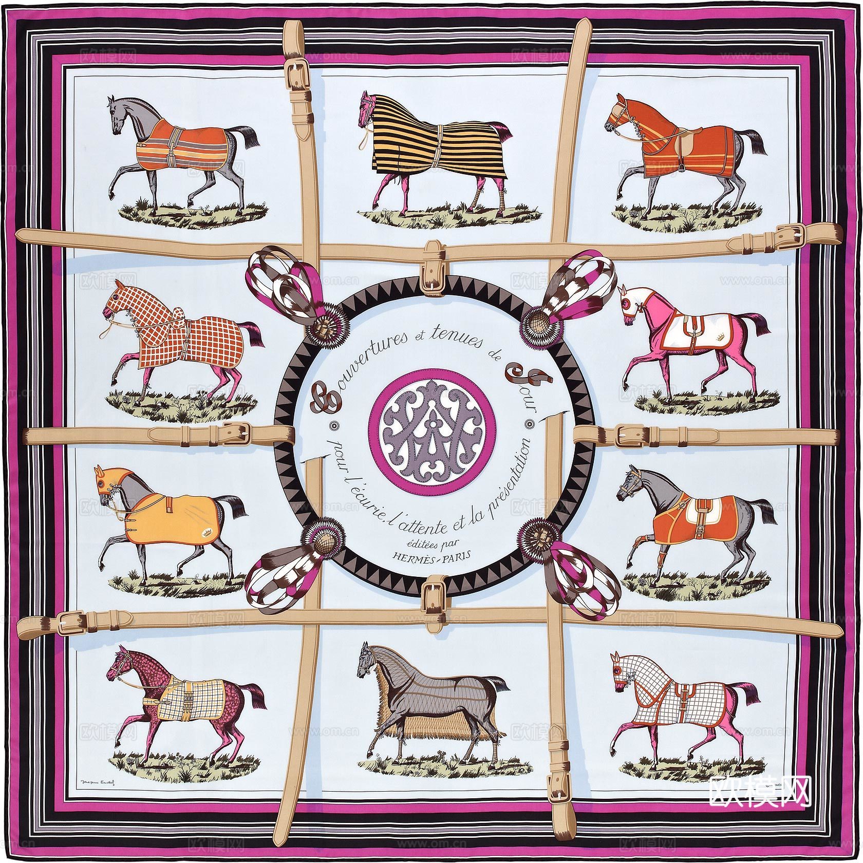 国外高端丝巾面料印花图案901