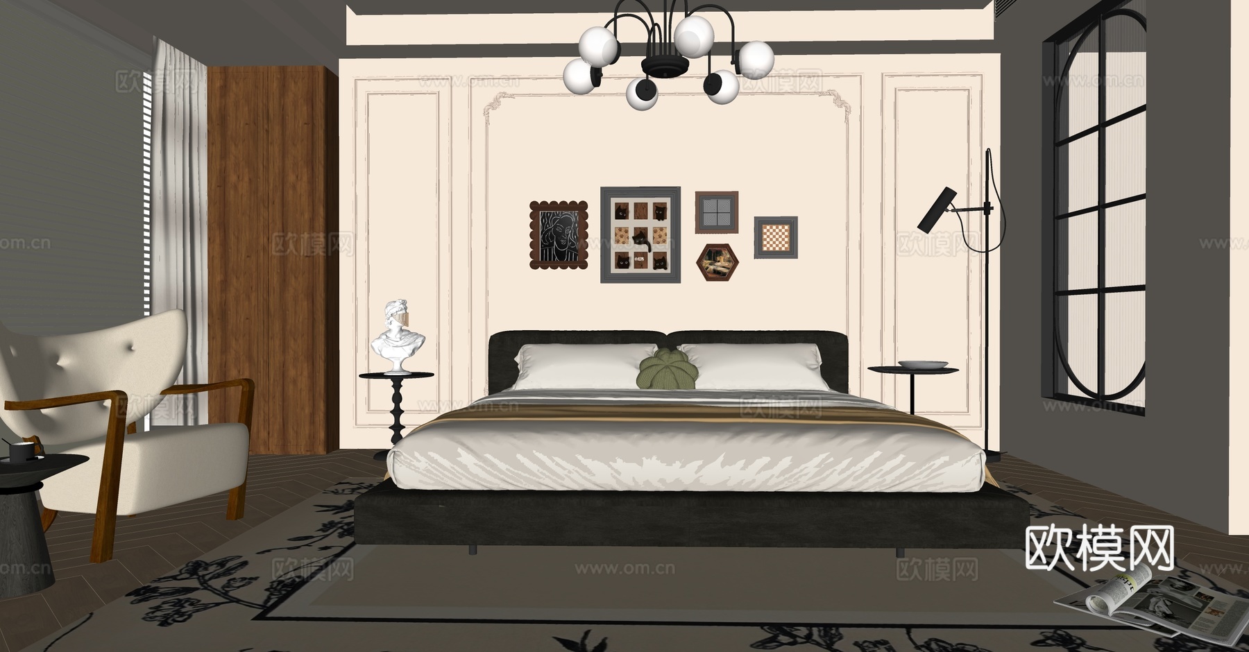 法式卧室su模型