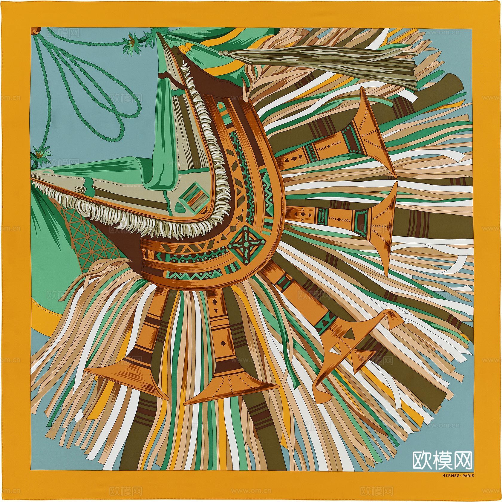 国外高端丝巾面料印花图案978