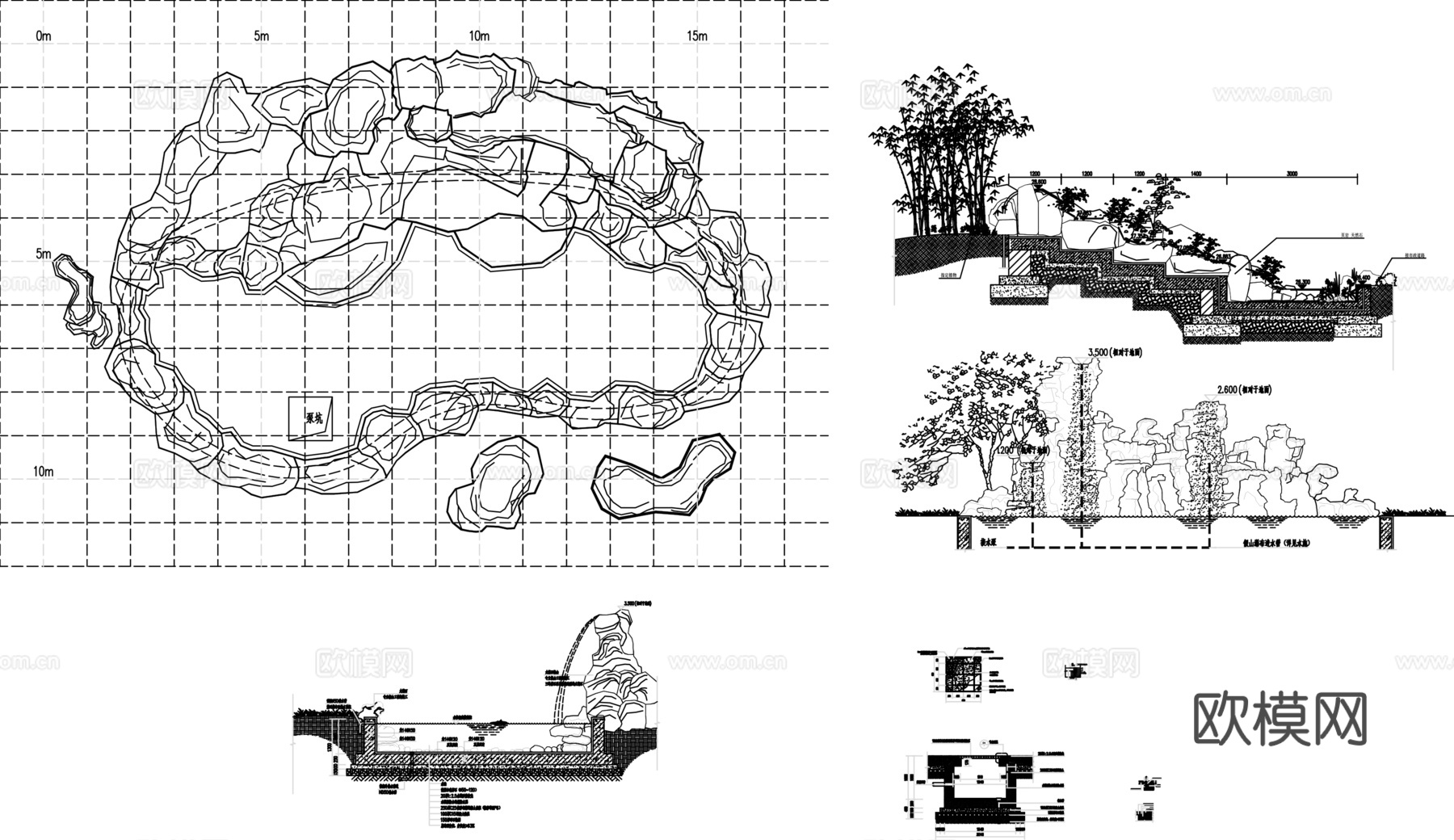 景观太湖石假山cad施工图