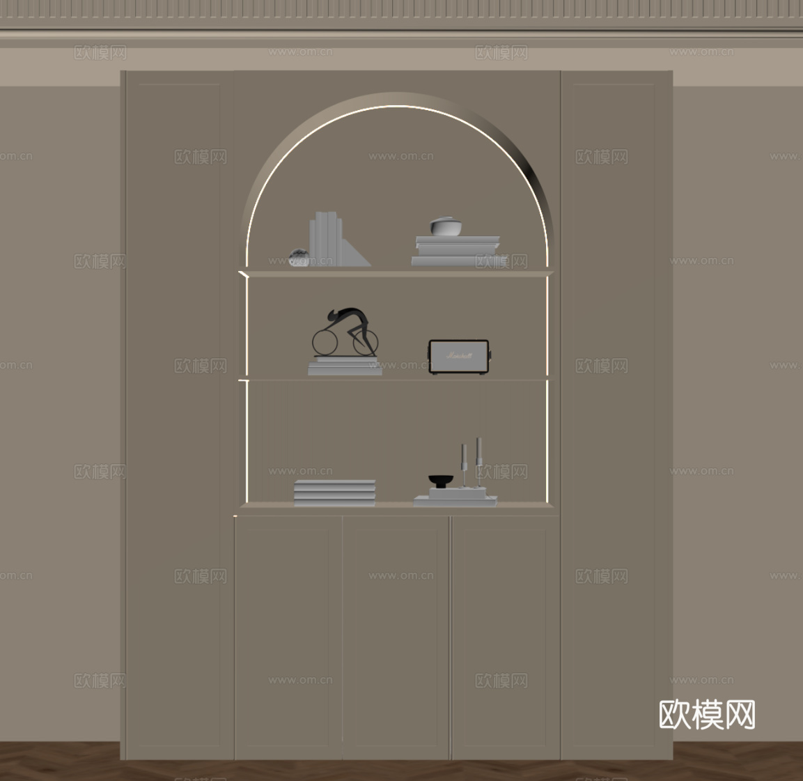法式奶油风酒柜 餐边柜su模型