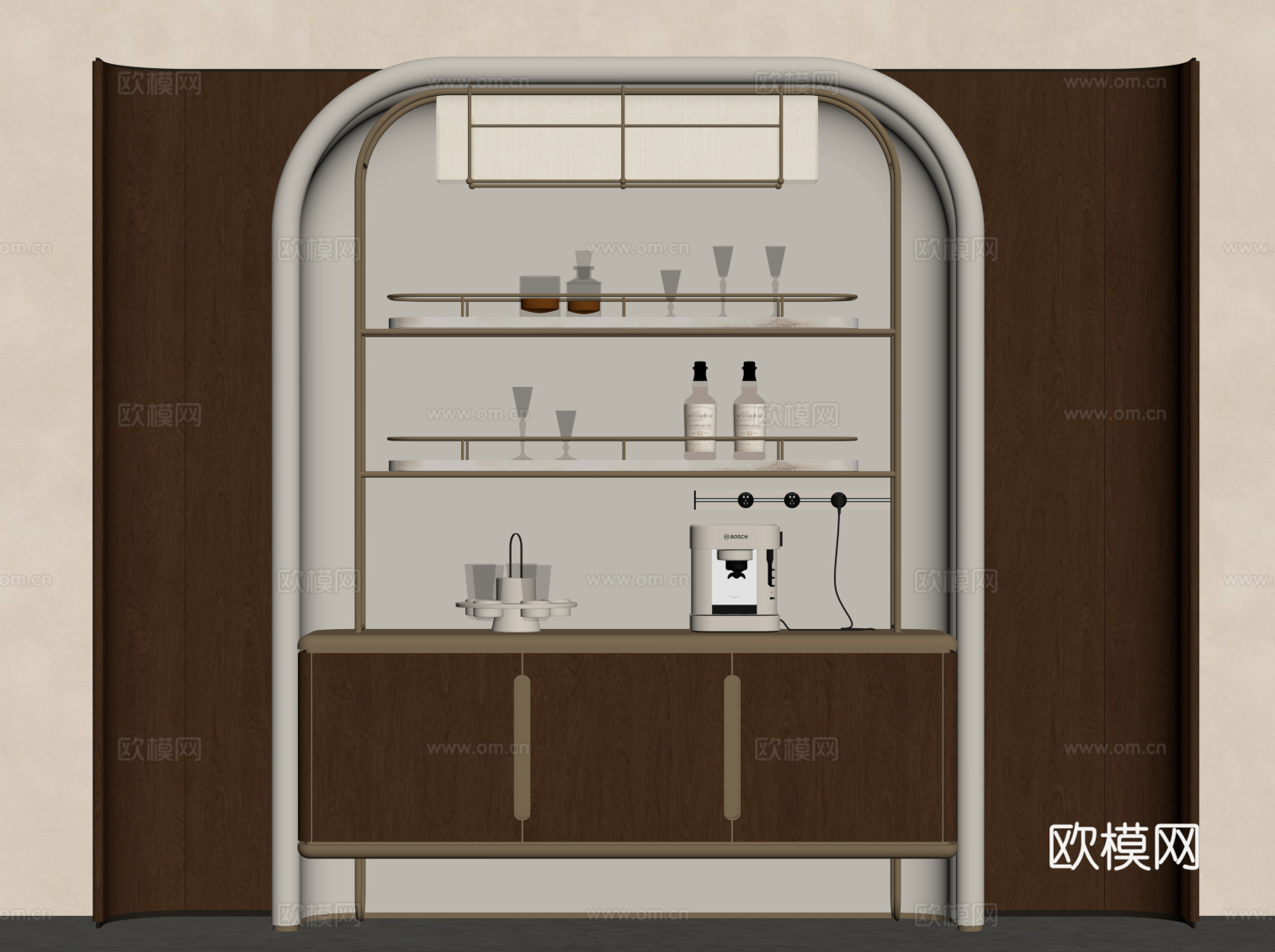 新中式餐边柜 酒柜su模型