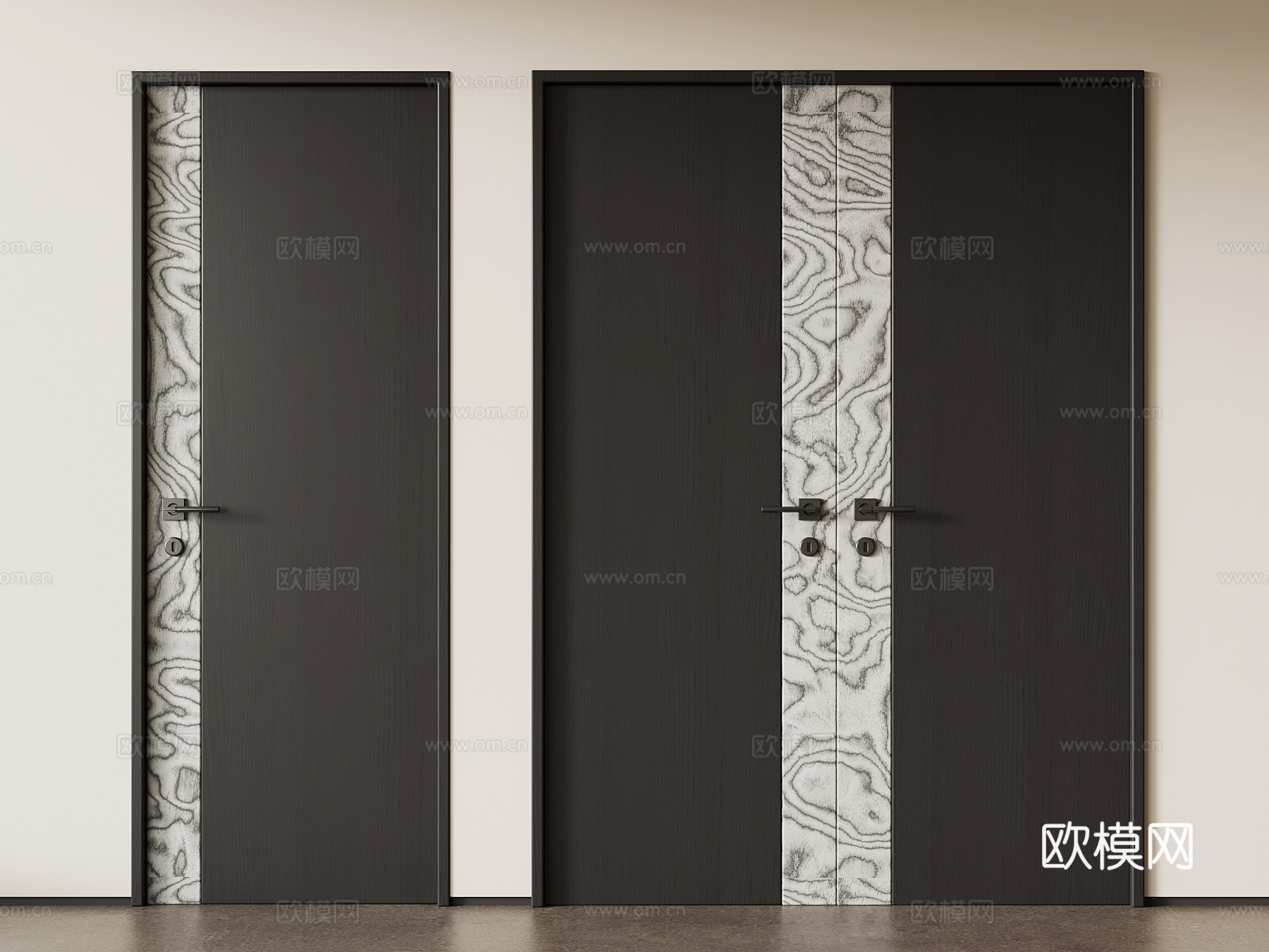 现代意式单开门 双开门su模型
