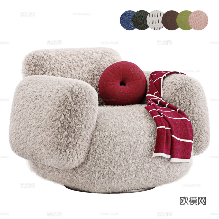 现代单人沙发3d模型下载（渲染图1）