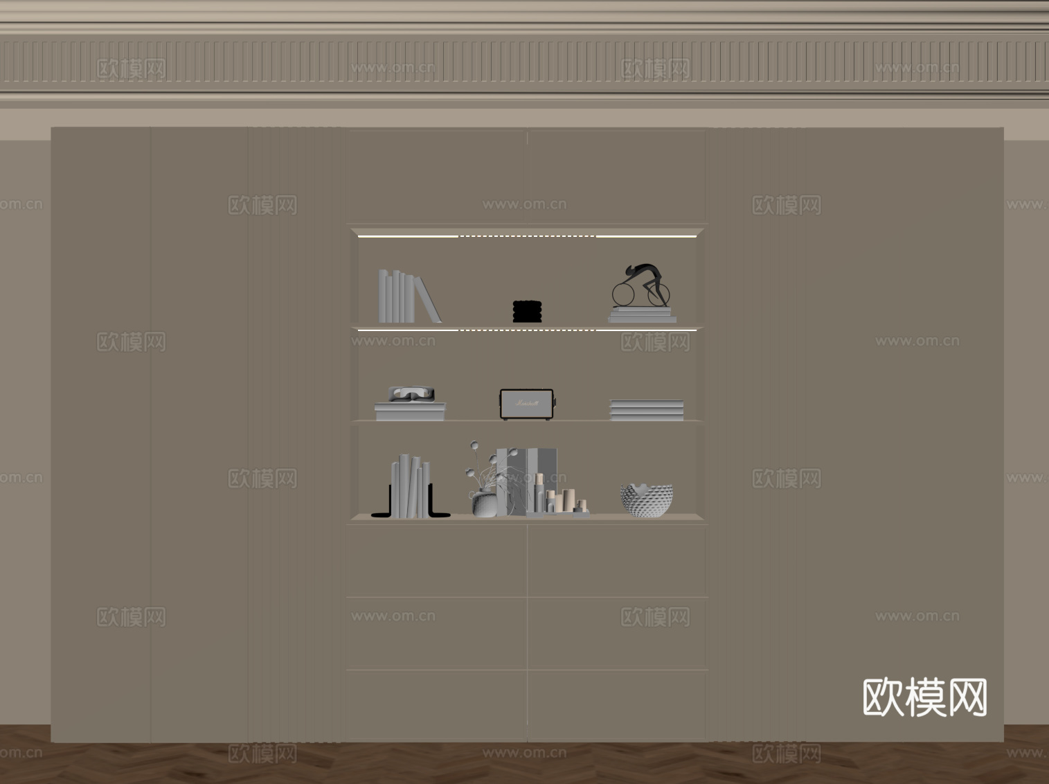 法式奶油风酒柜 餐边柜su模型