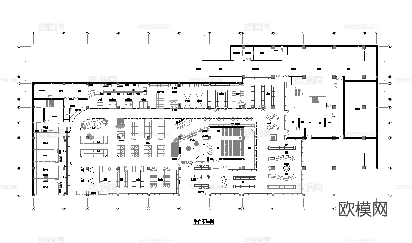 2500平生鲜连锁超市 便利店 零食店 最新全套施工图设计cad施工图