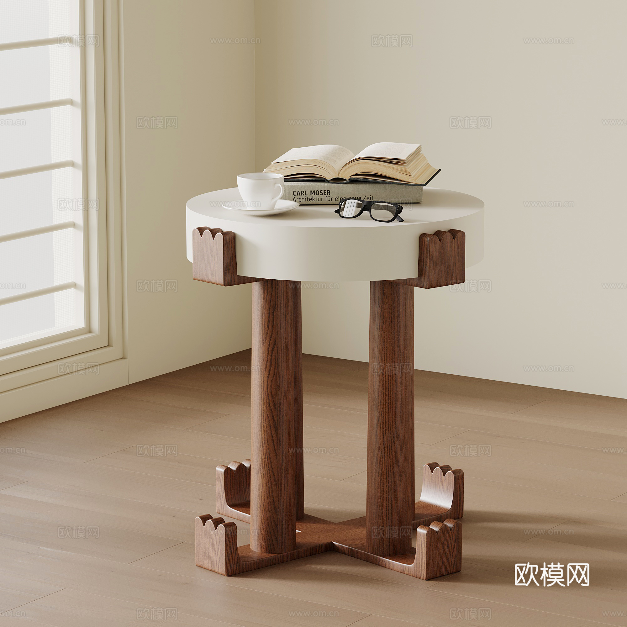 中古风边几 床头柜su模型