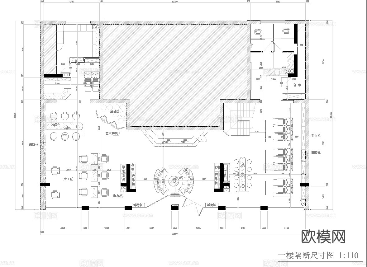 理发店 最新全套施工图设计cad施工图