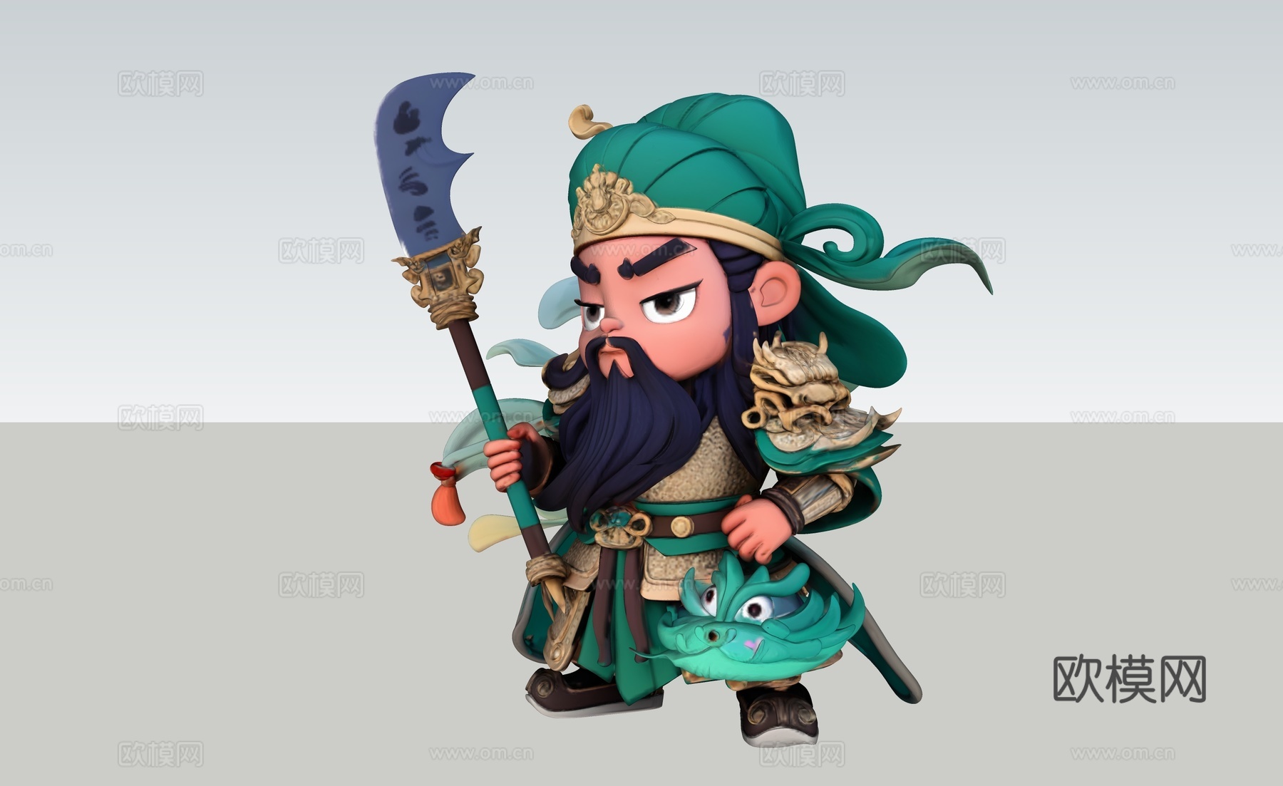 关羽，Q版，su模型