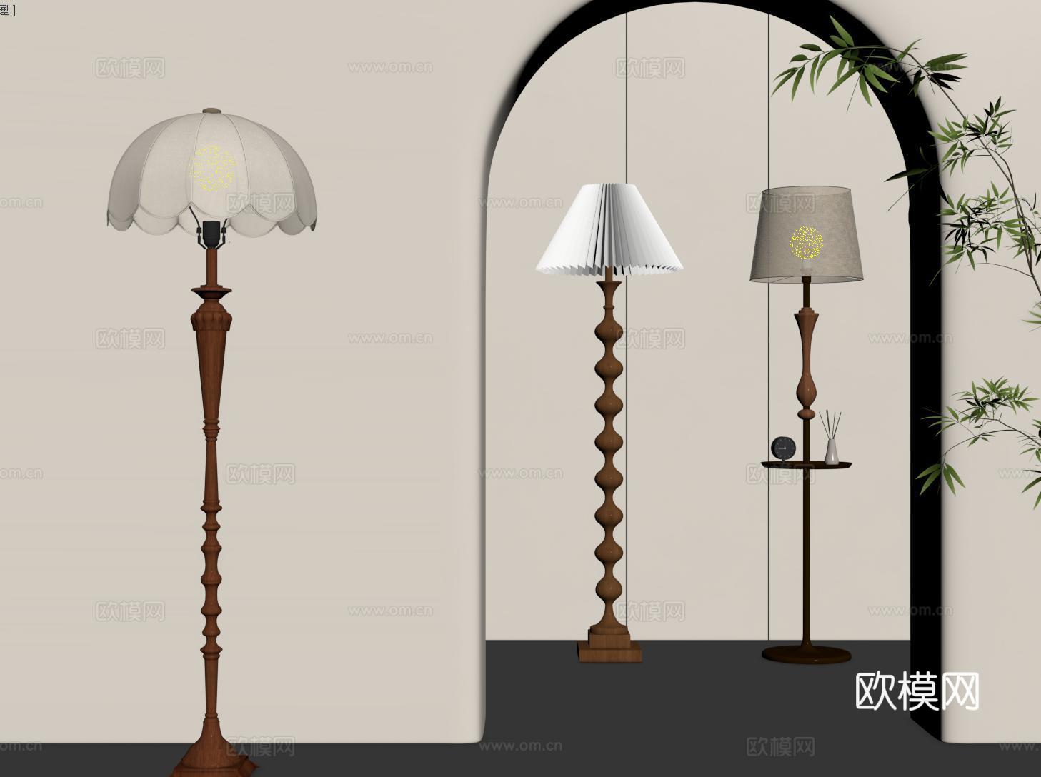 法式落地灯 复古落地灯 金属落地灯su模型