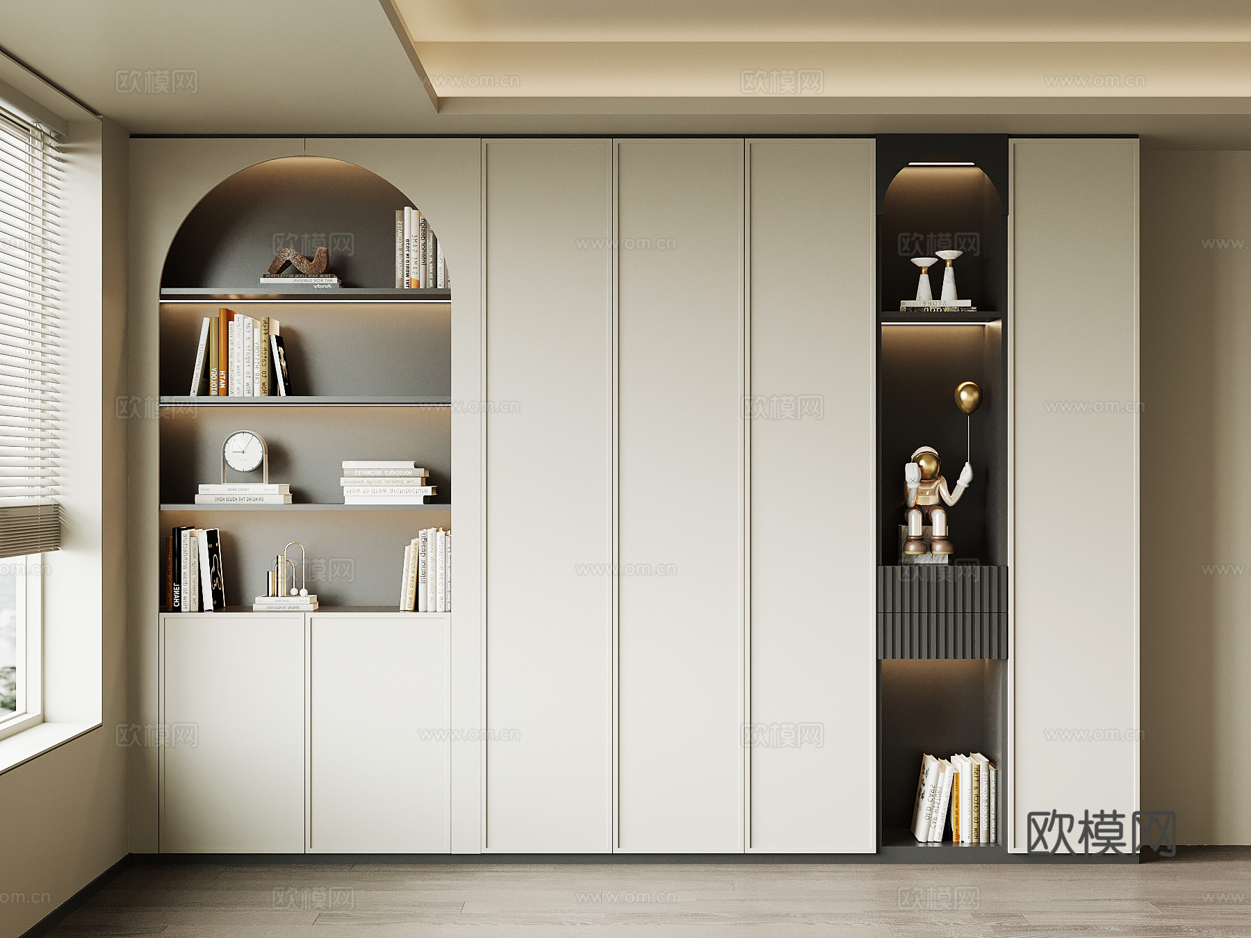 现代意式书柜 置物柜su模型