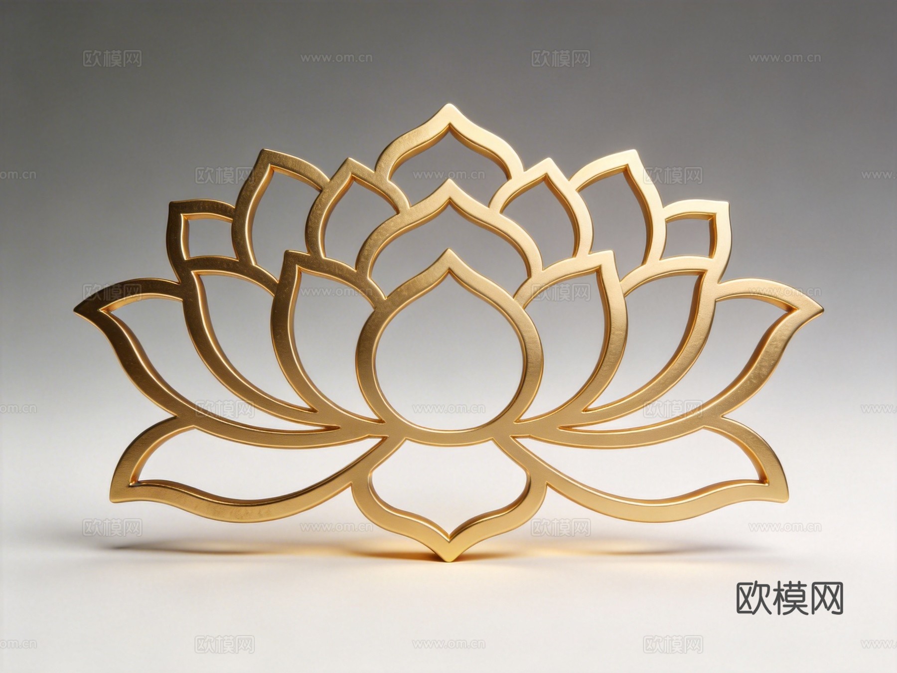 金属雕塑传统纹样莲花宝相花美陈挂件装饰su模型