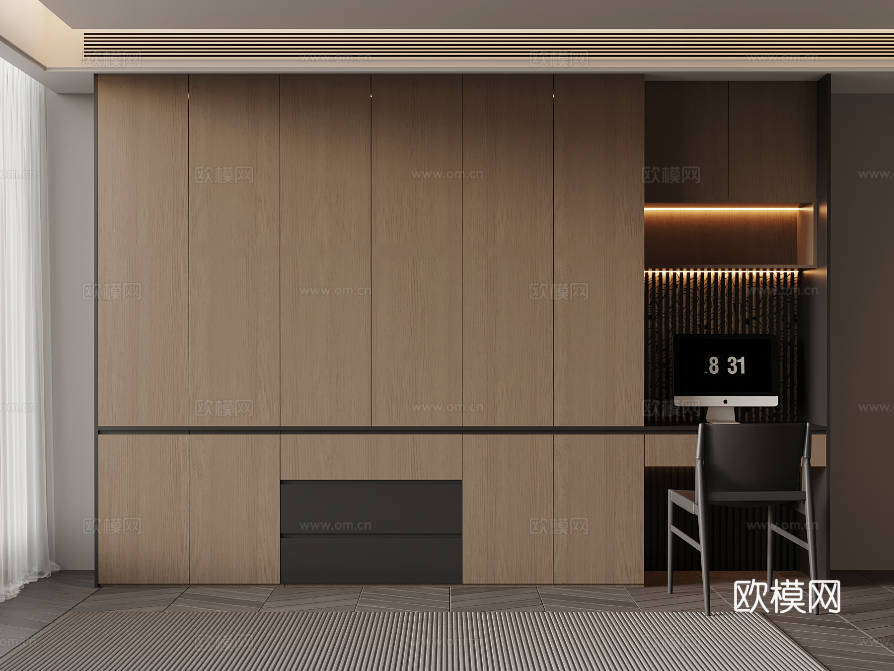 意式衣柜 梳妆台su模型