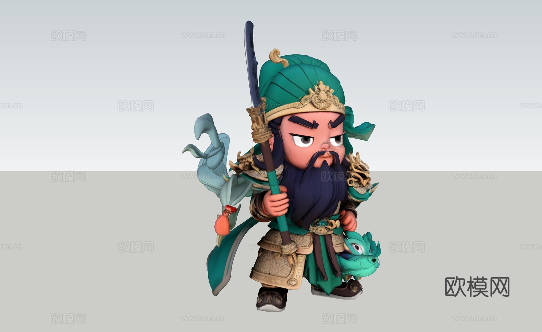 关羽，Q版，su模型