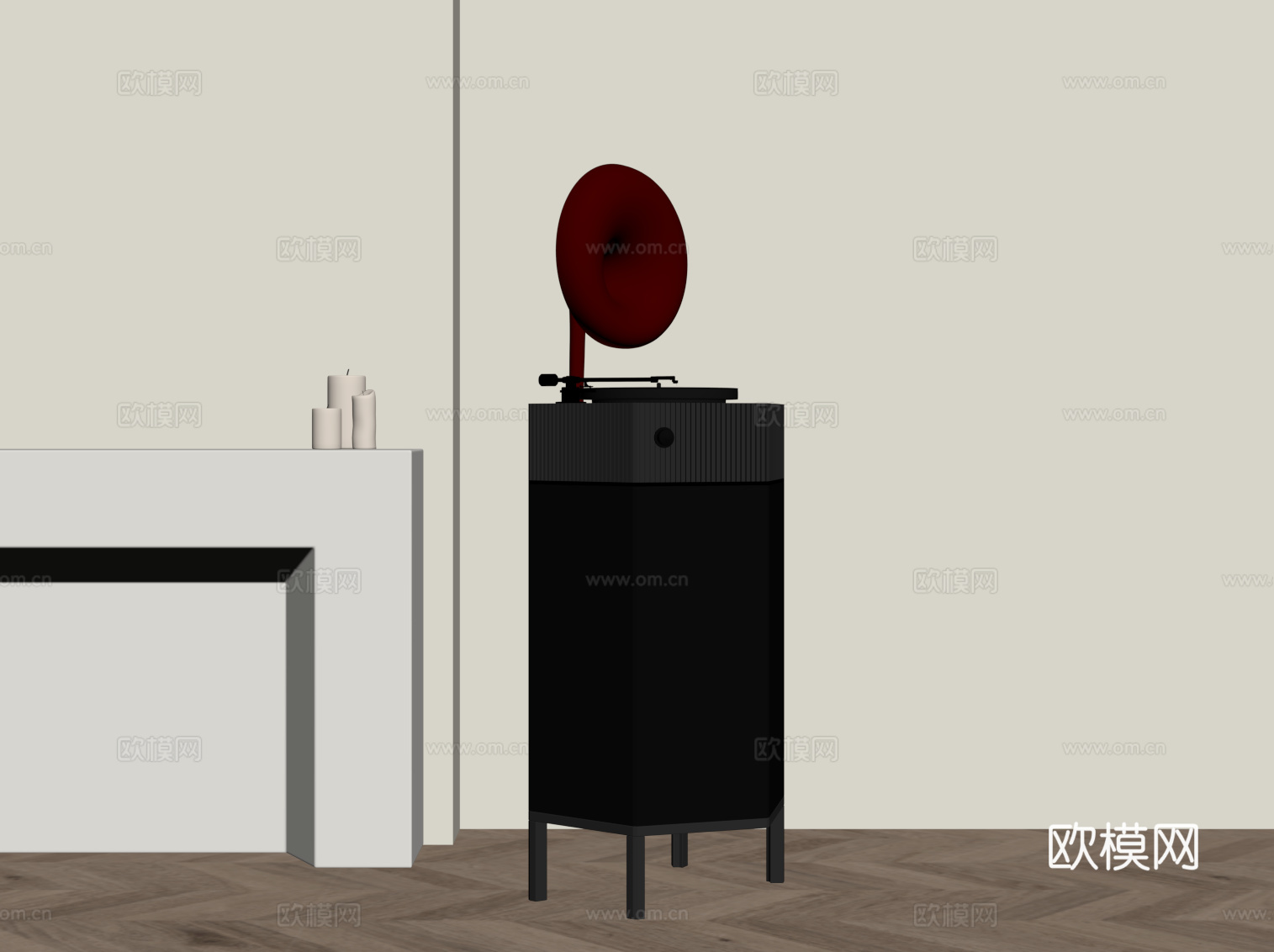 现代留声机 音响su模型