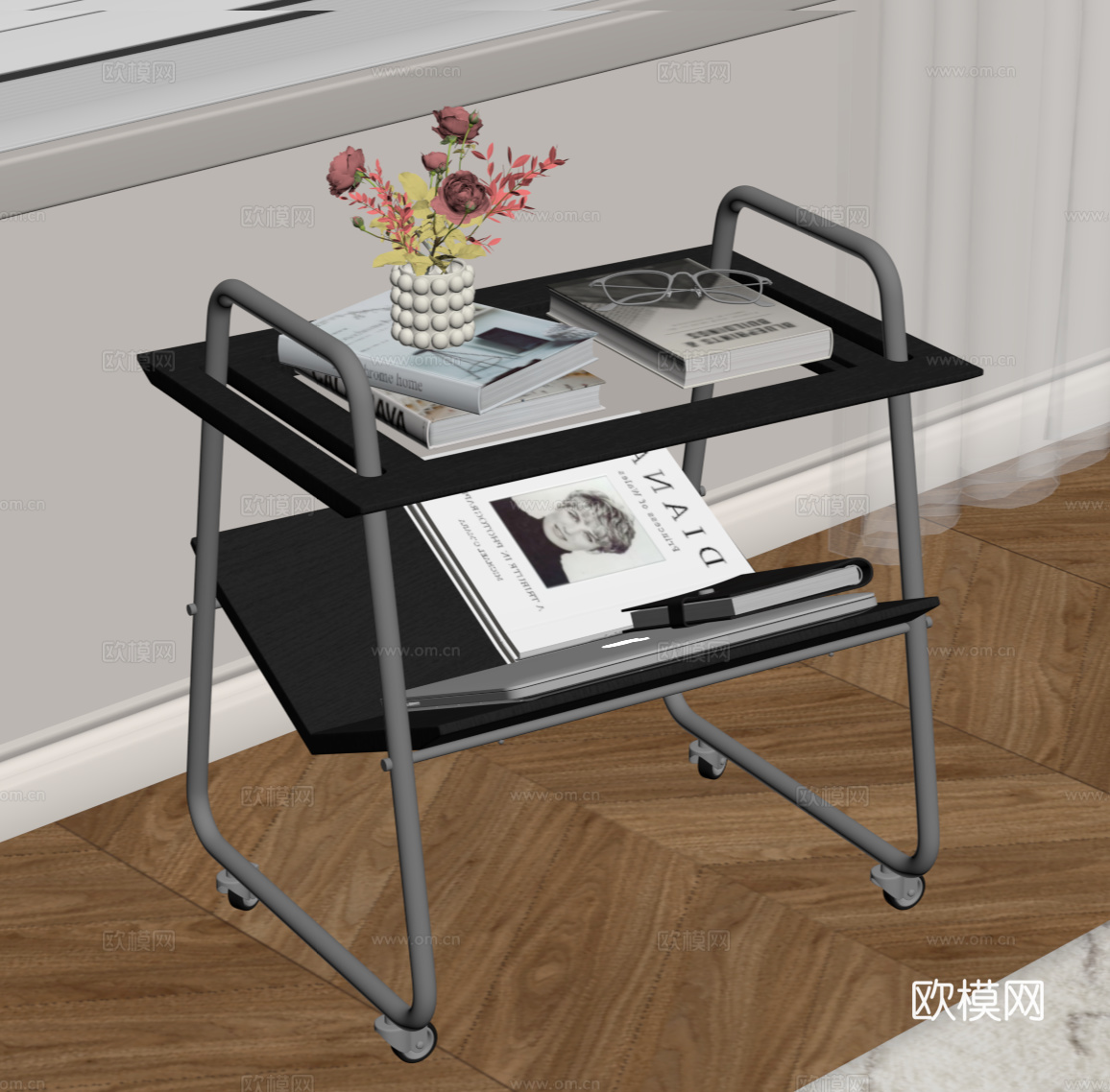 现代法式边几 书架su模型