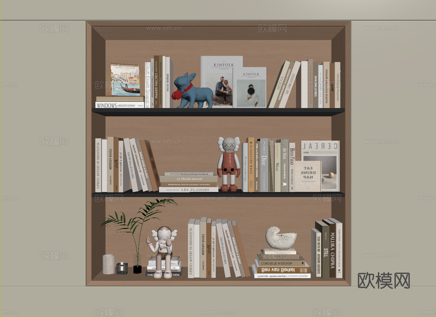 现代书籍 装饰品摆件组合 花艺花瓶 雕塑 日历su模型