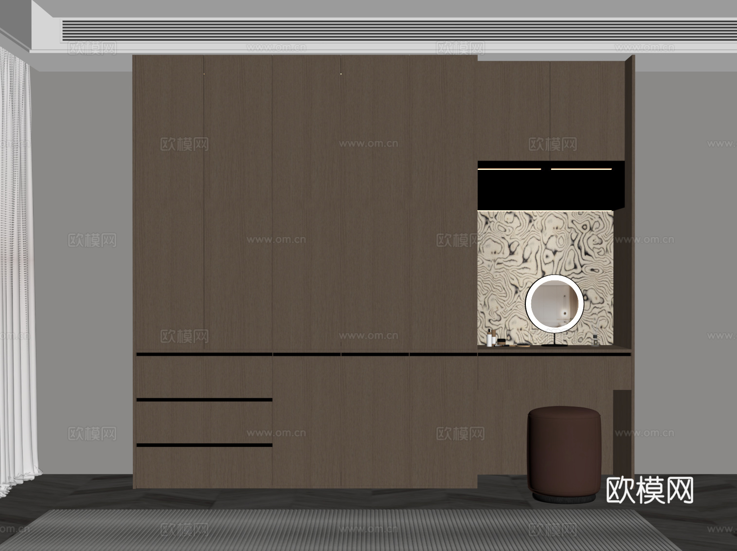 意式衣柜 梳妆台su模型