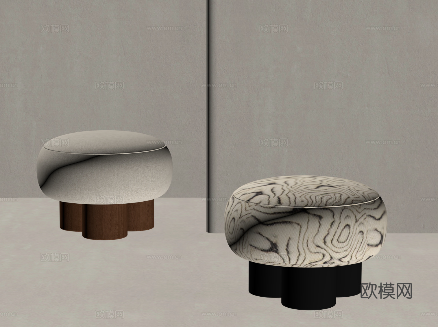 现代中古凳子 换鞋凳 沙发凳su模型