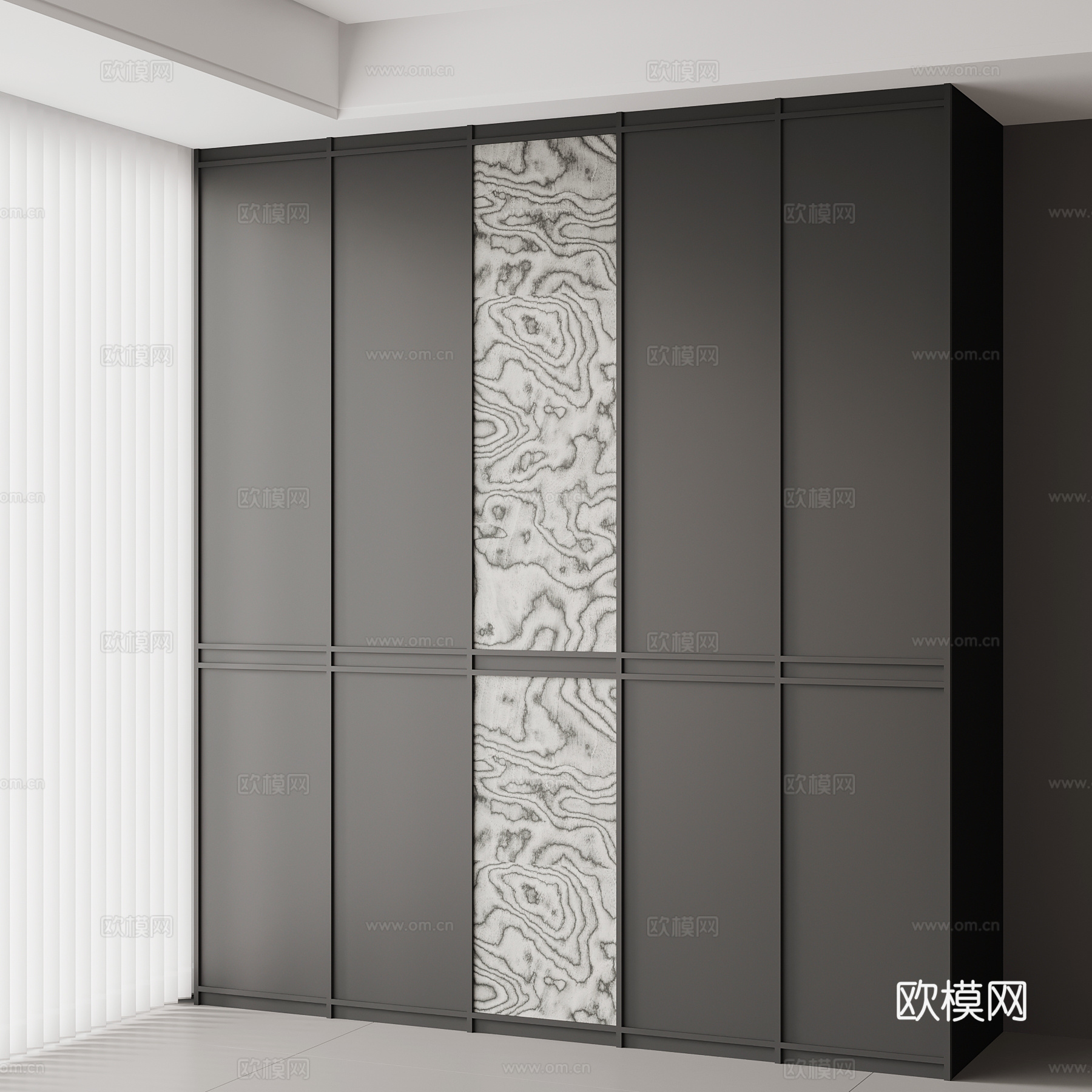 现代意式衣柜su模型