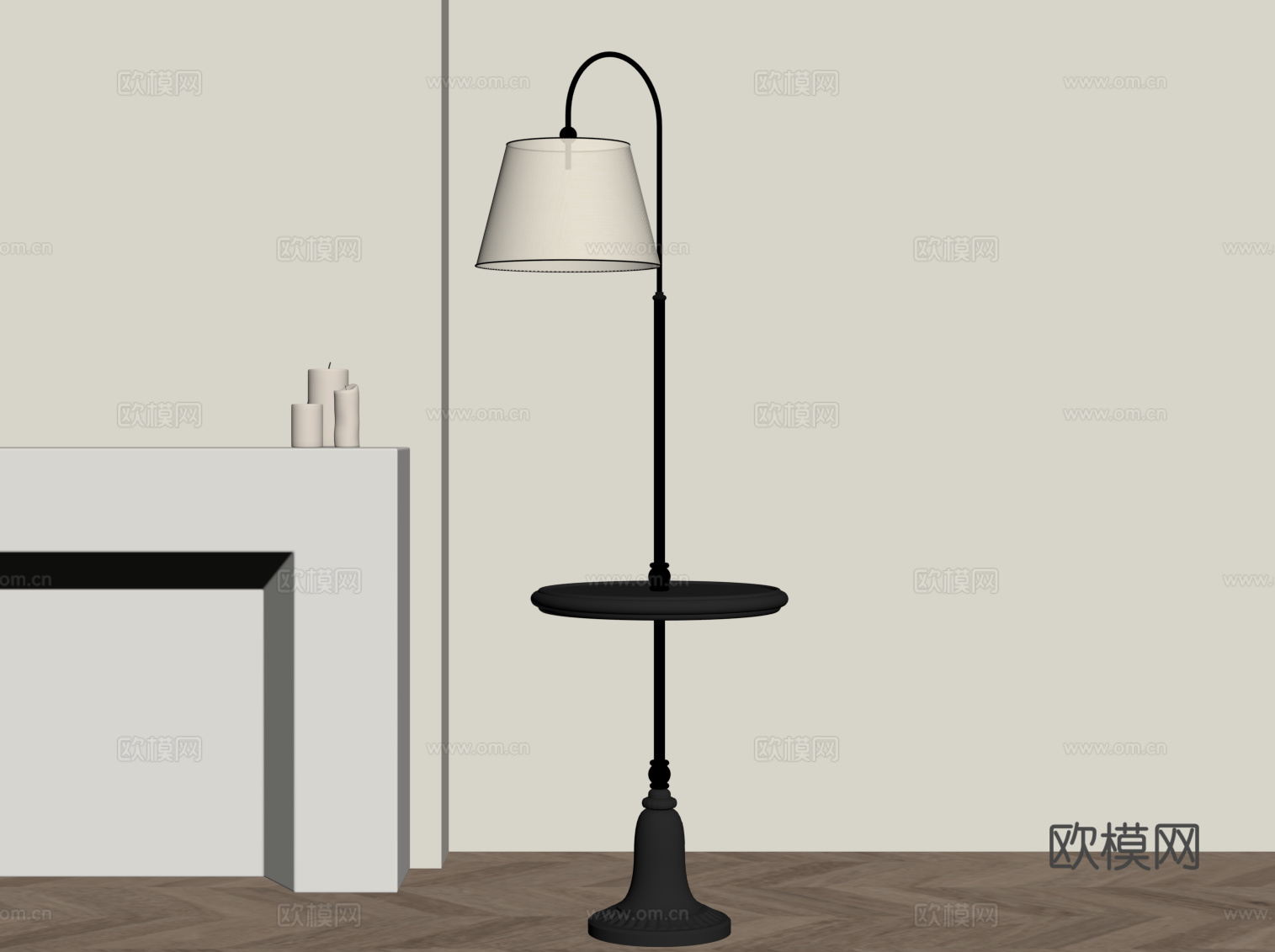 法式复古落地灯 边几su模型