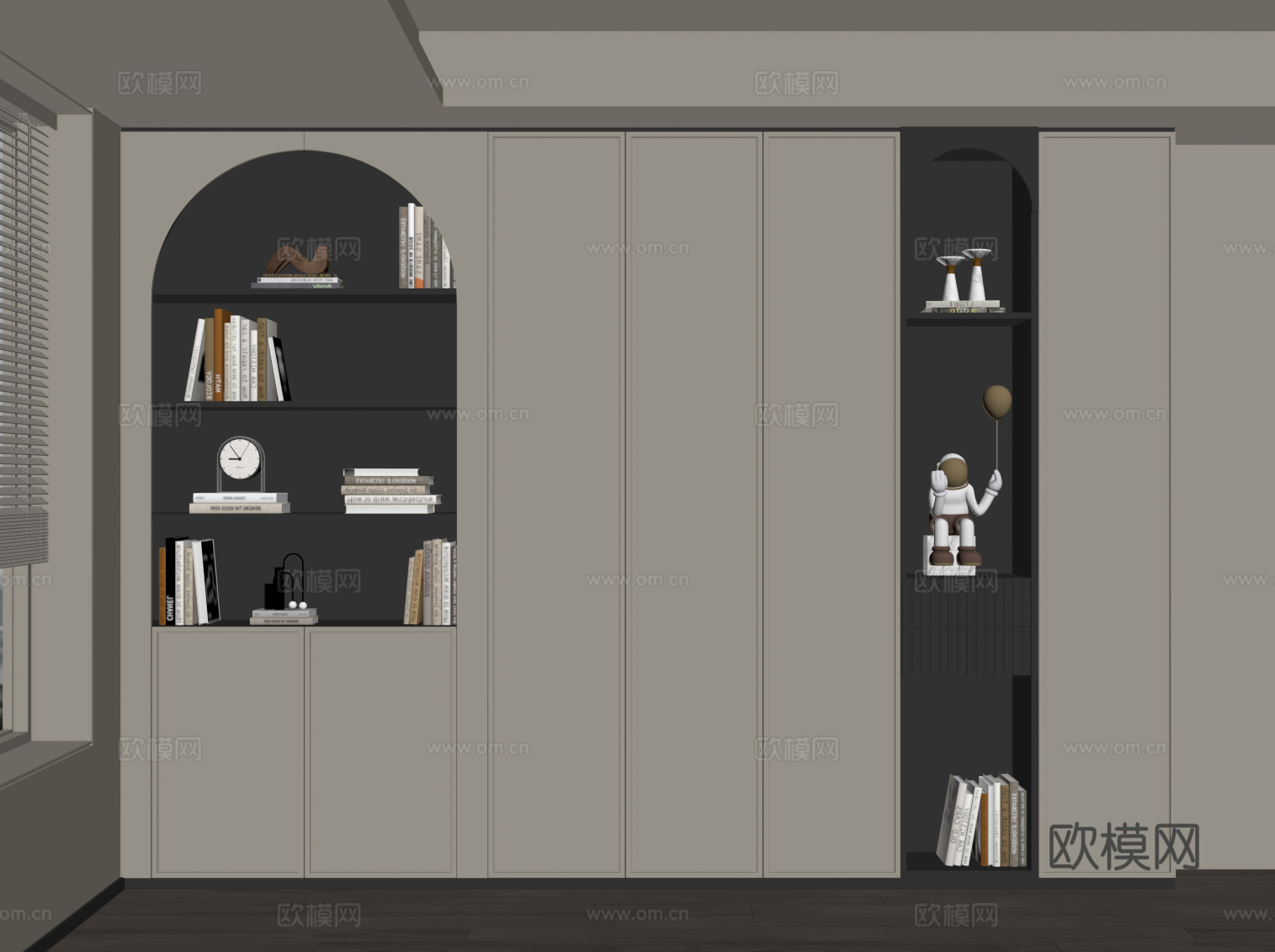 现代意式书柜 置物柜su模型