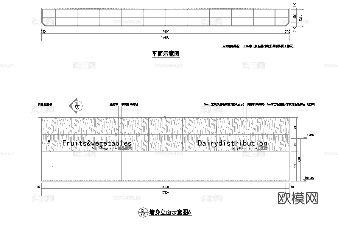 生鲜超市 最新全套施工图设计cad施工图