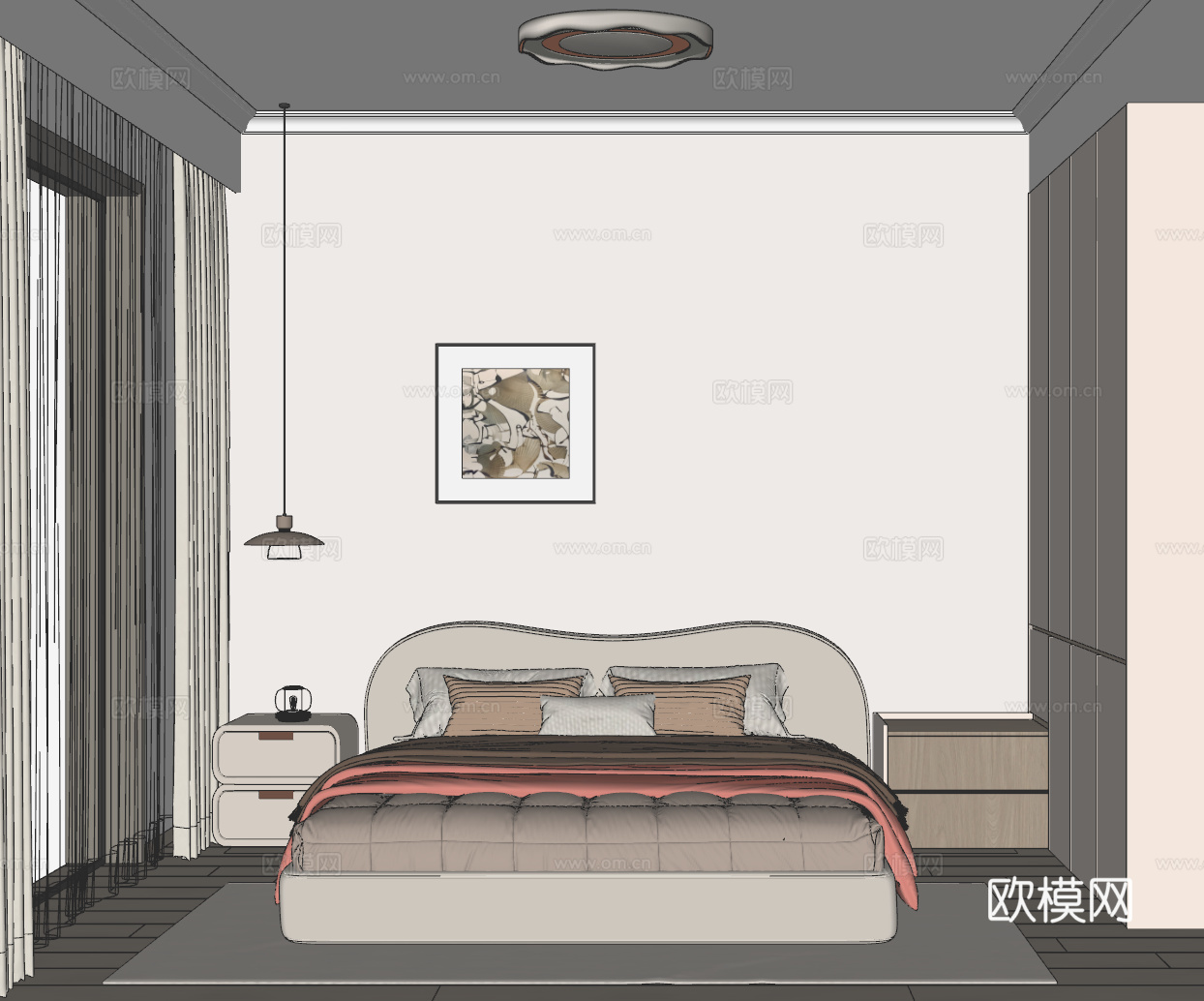 现代简约卧室su模型