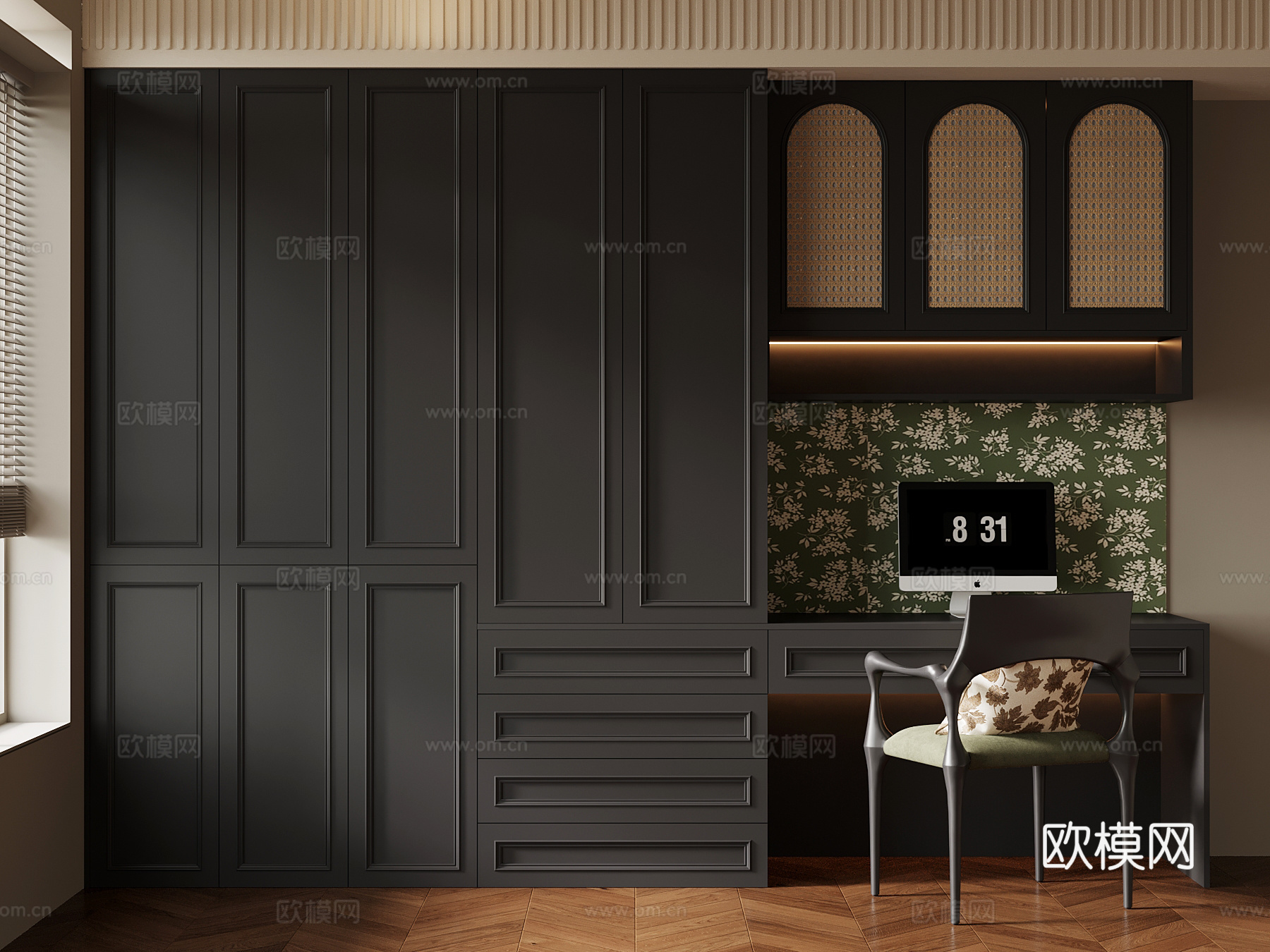 法式衣柜 书柜su模型