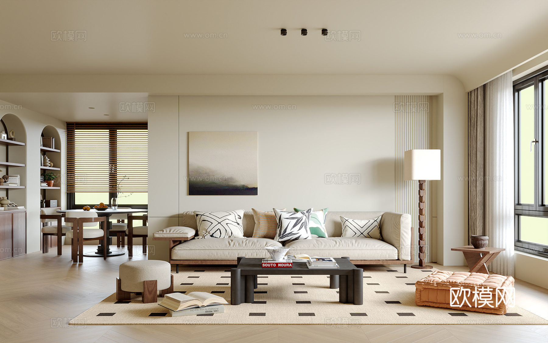 中古风客餐厅su模型