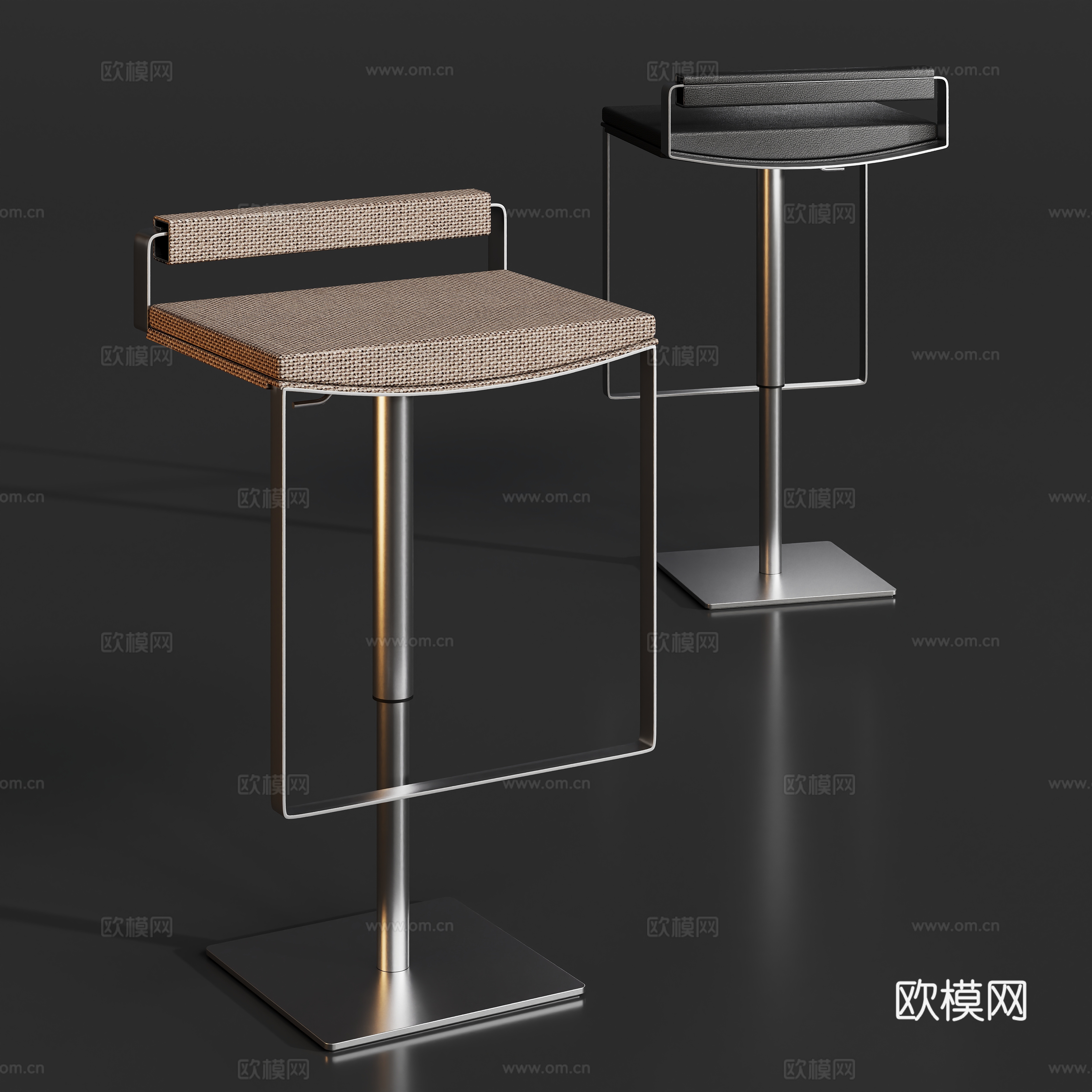 现代金属吧椅凳su模型