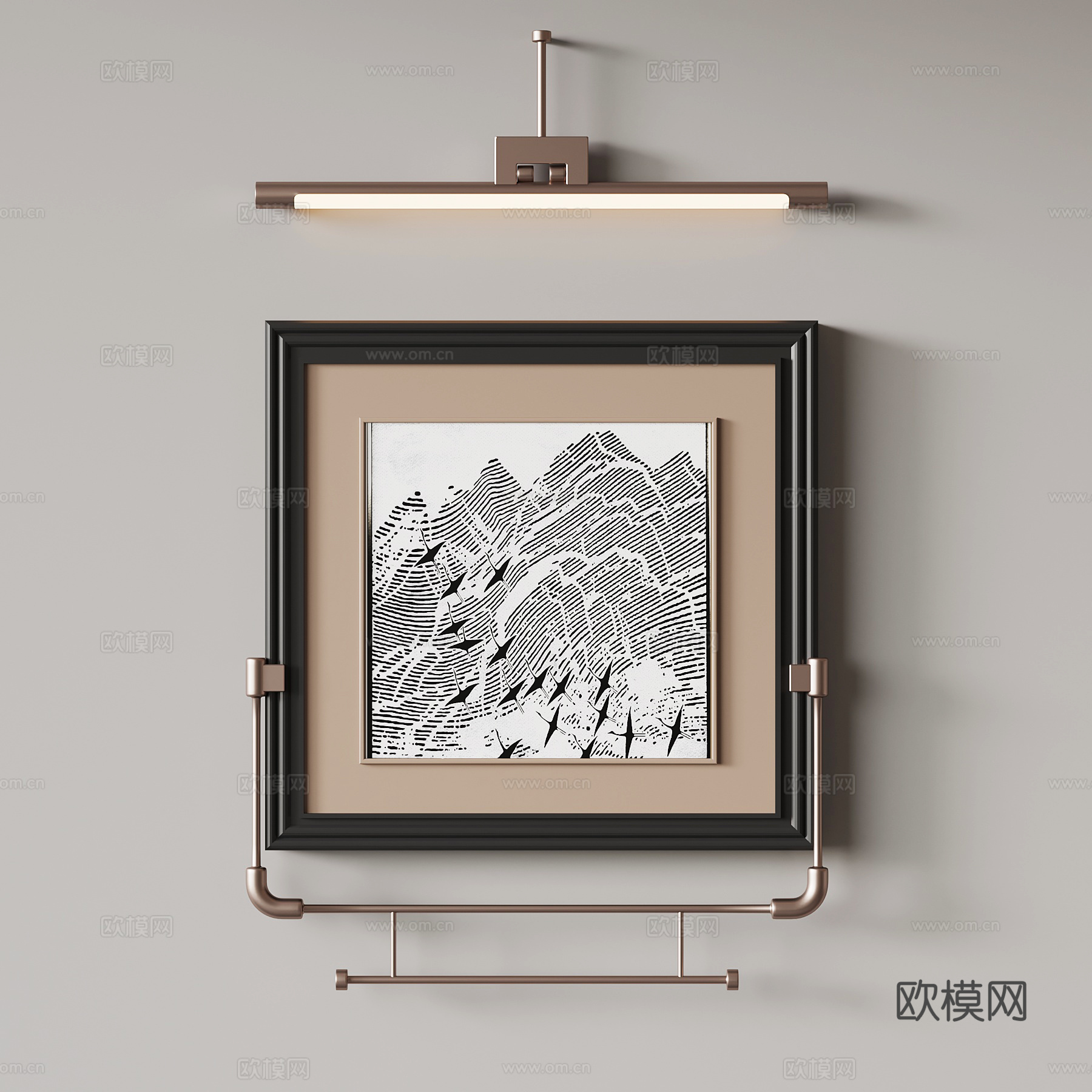 现代意式挂画 壁灯su模型