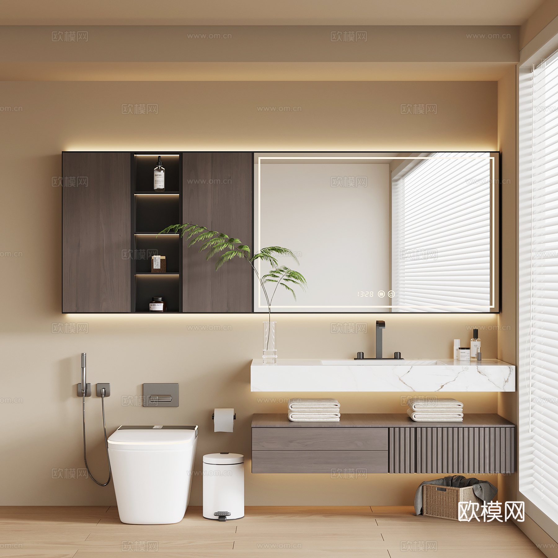现代意式浴室柜 卫生间干区su模型