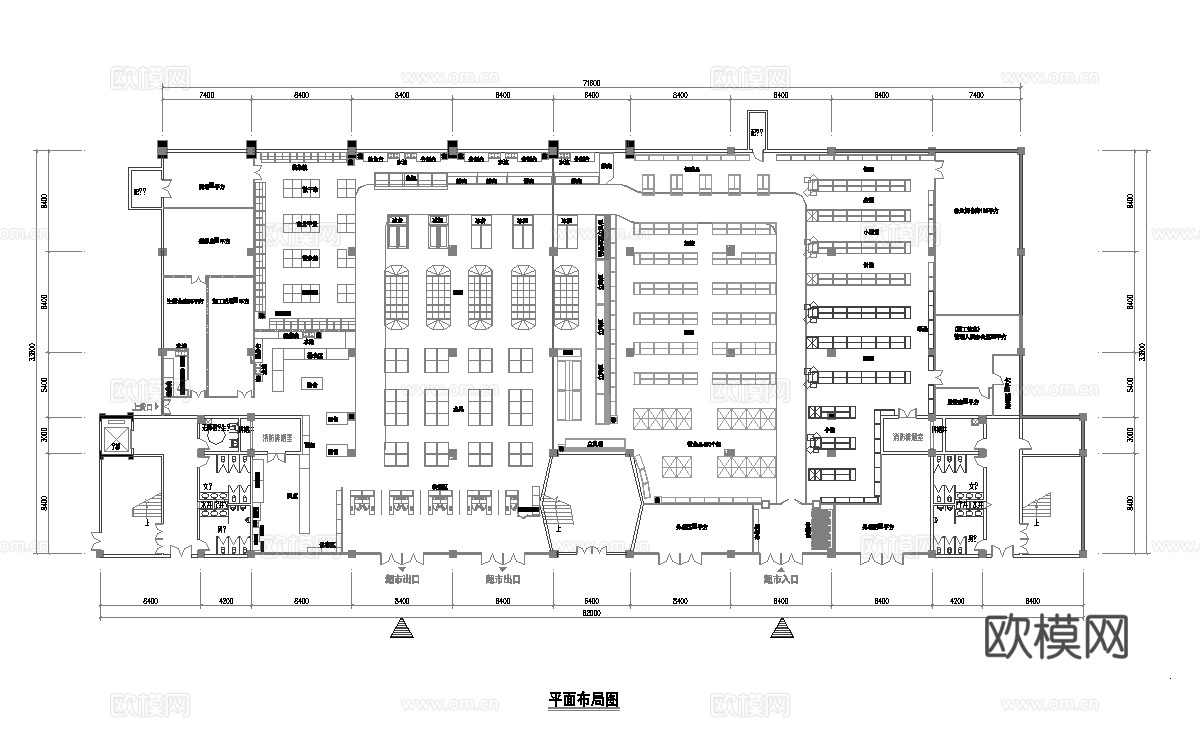 生鲜超市 最新全套施工图设计cad施工图