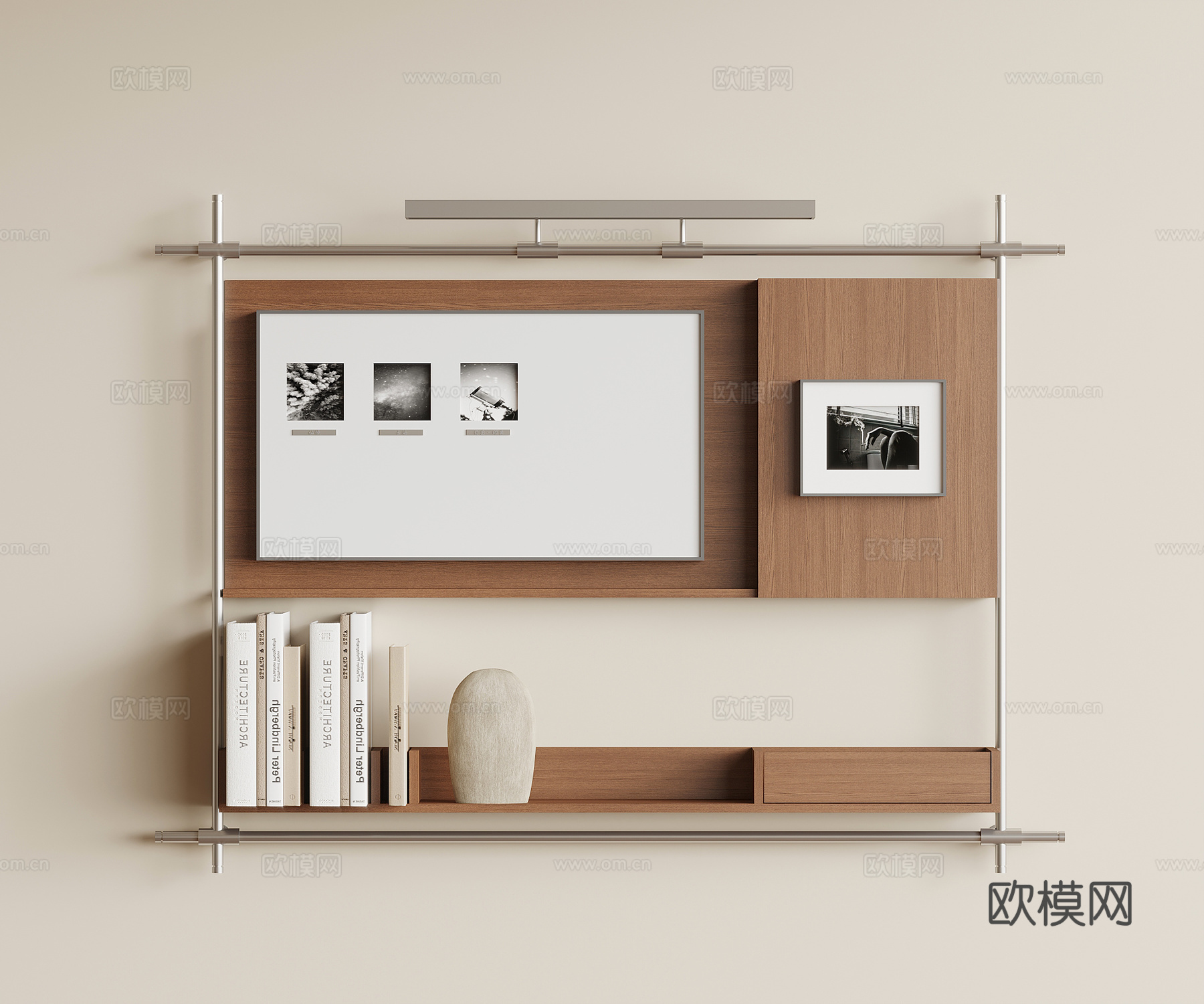 中古风墙饰 书架 置物架su模型