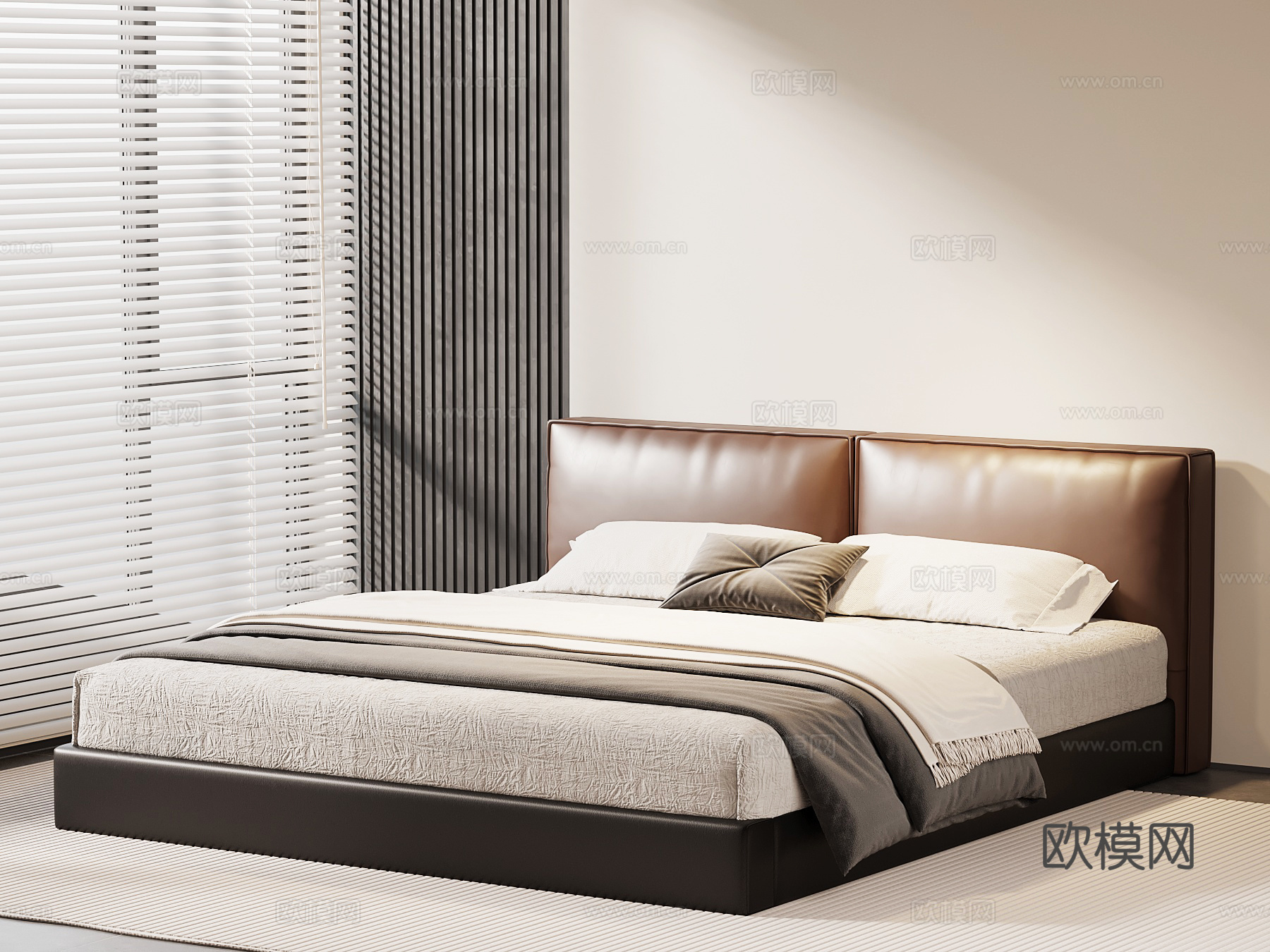 现代意式双人床su模型