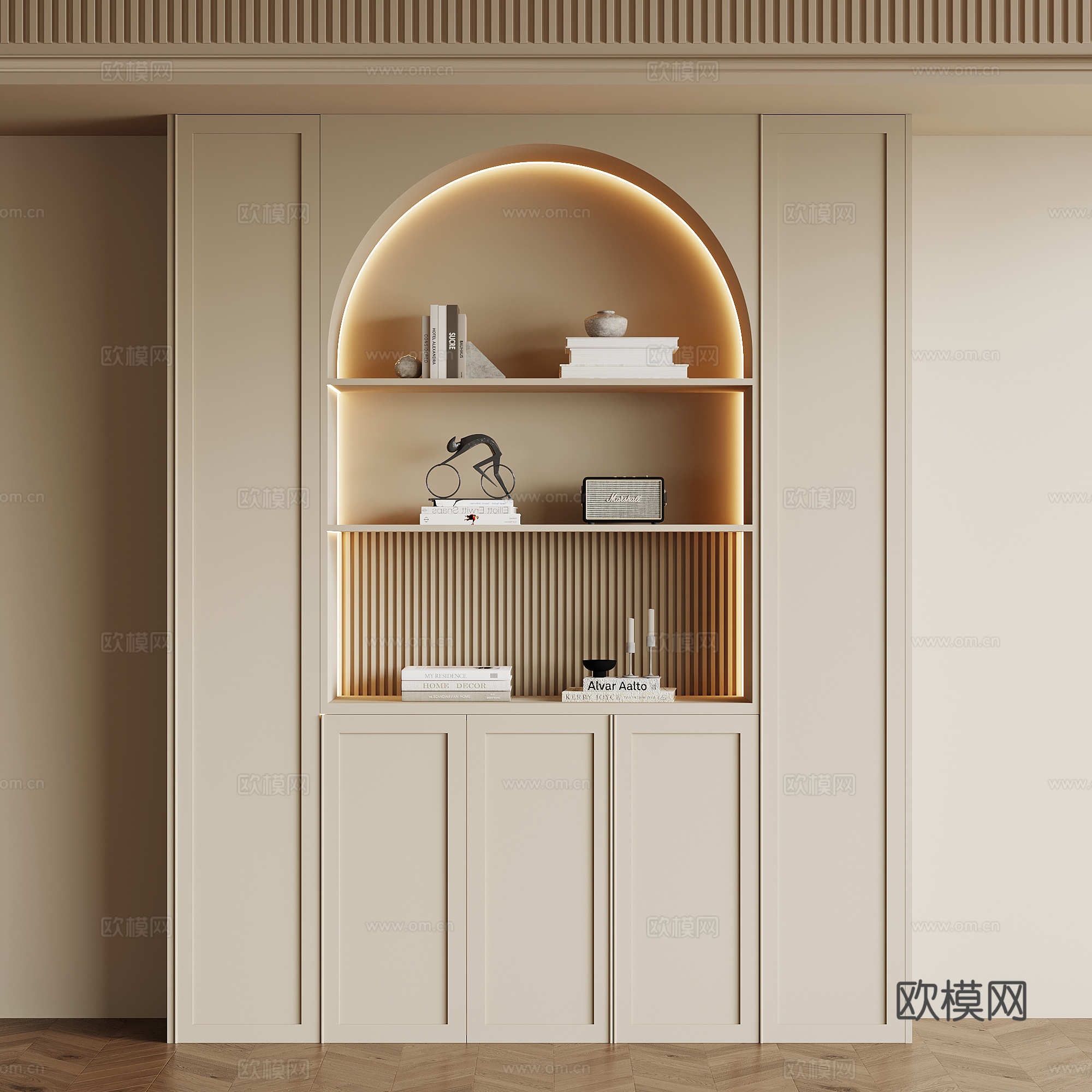 法式奶油风酒柜 餐边柜su模型