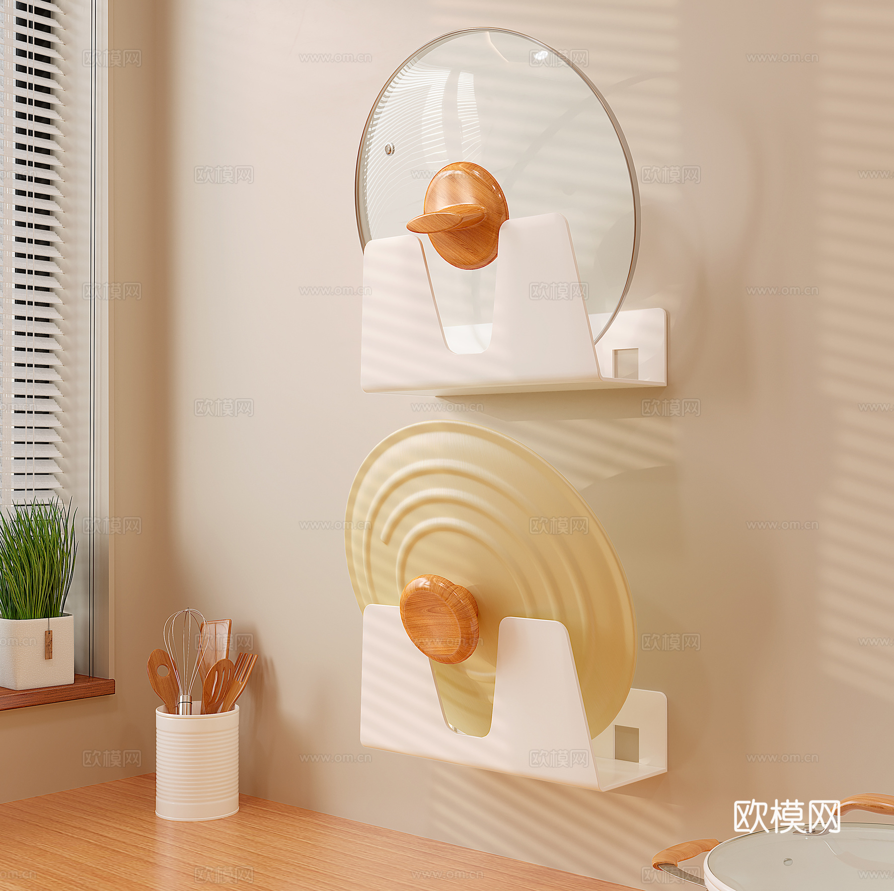 现代厨房用品 锅盖 厨具 电商小场景3d模型下载
