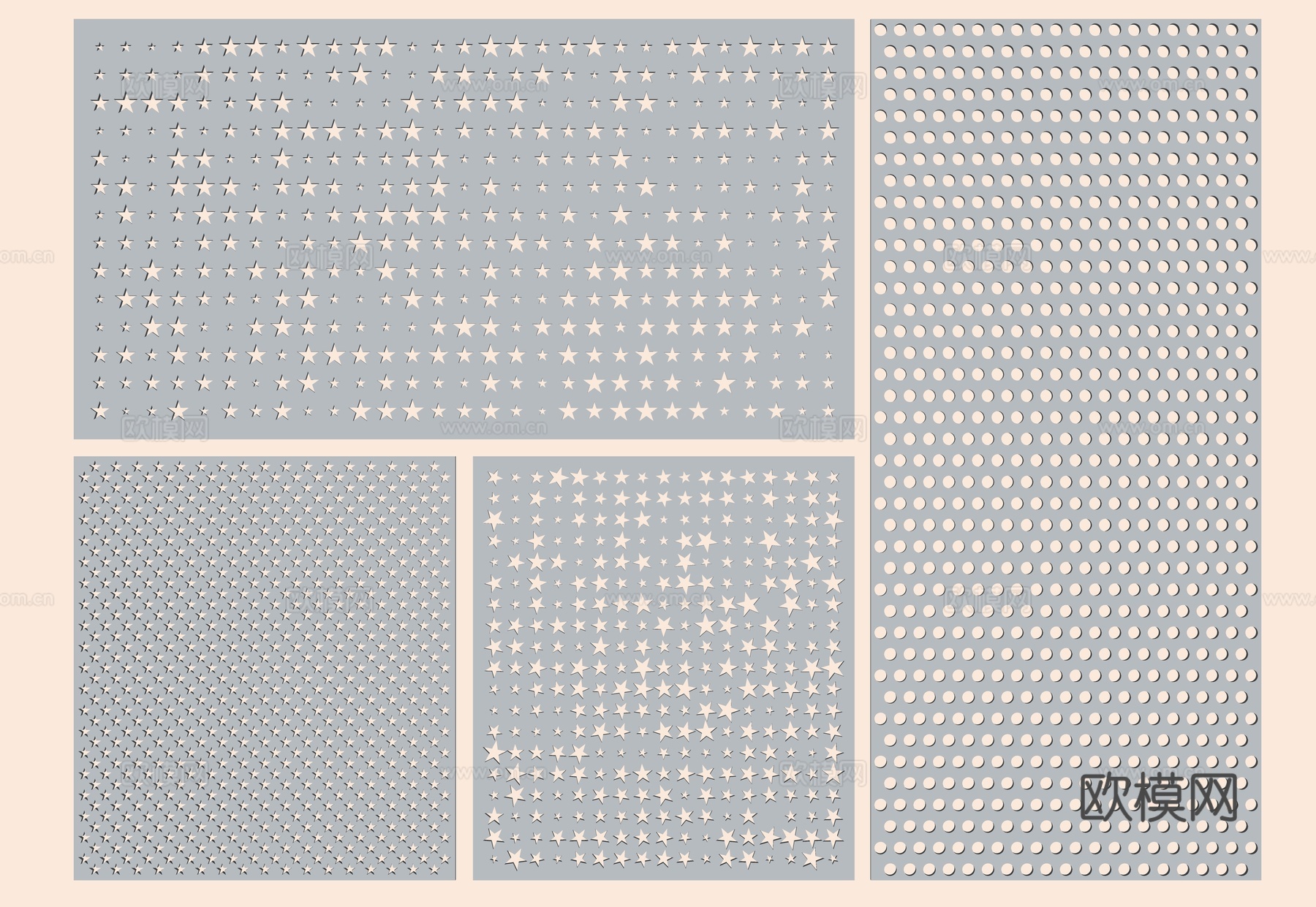孔板模型 穿孔板背景墙 星形孔板 随机透光板 穿孔护墙板 现su模型