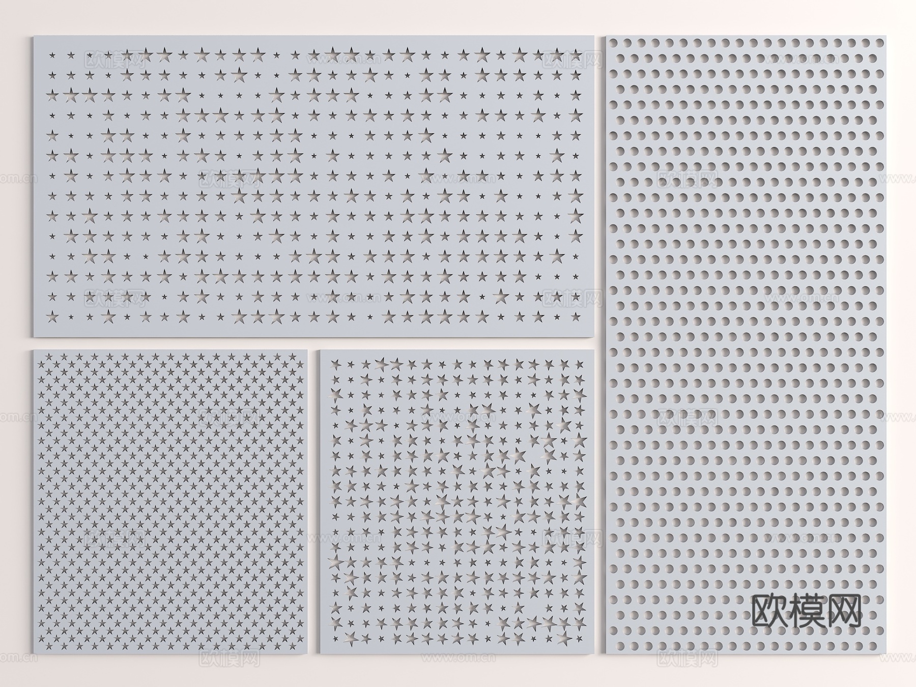 孔板模型 穿孔板背景墙 星形孔板 随机透光板 穿孔护墙板 现su模型