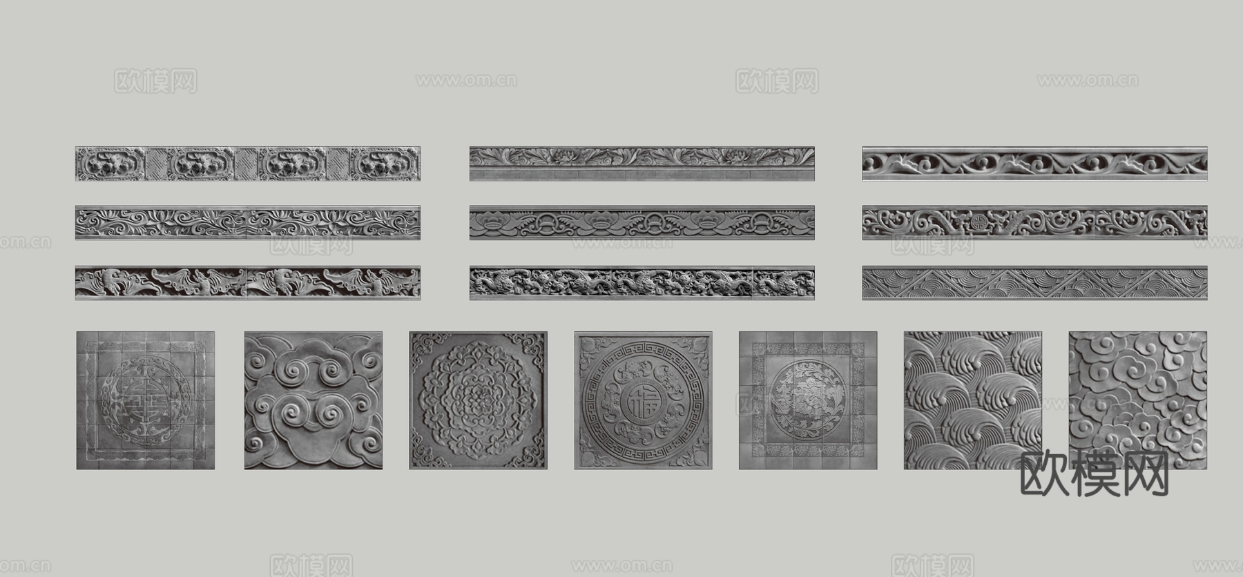 中式浮雕砖雕su模型