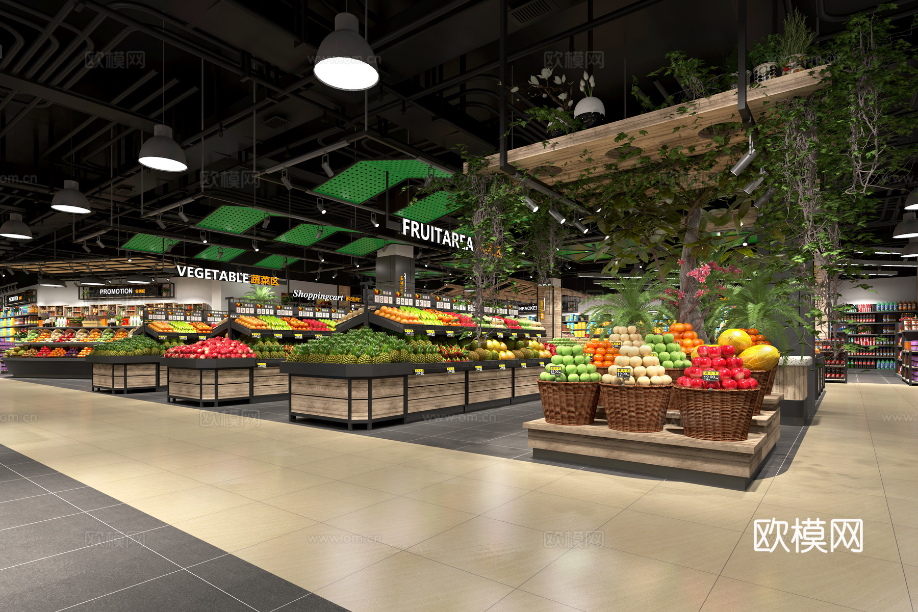 2500平生鲜连锁超市 便利店 零食店 最新全套施工图设计cad施工图