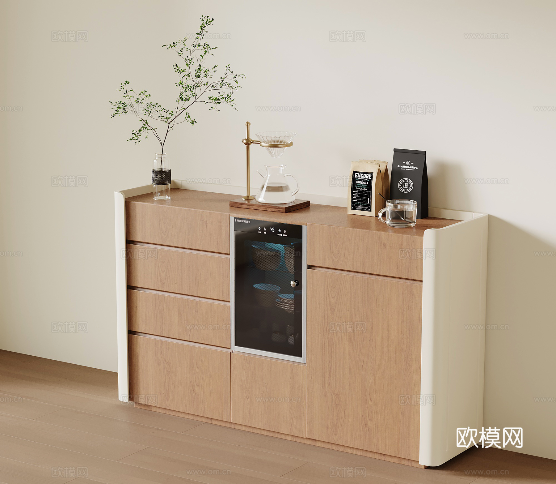 侘寂中古茶水柜 餐边柜su模型